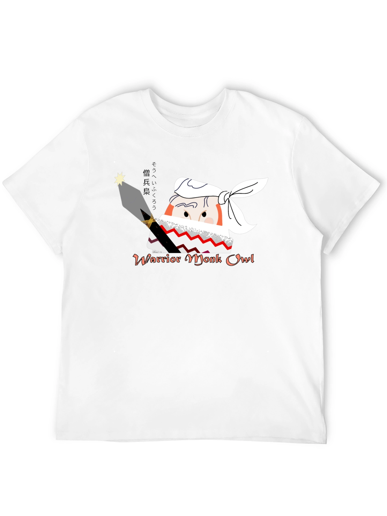 Warrior Monk Owl Black Graphic T-Shirt