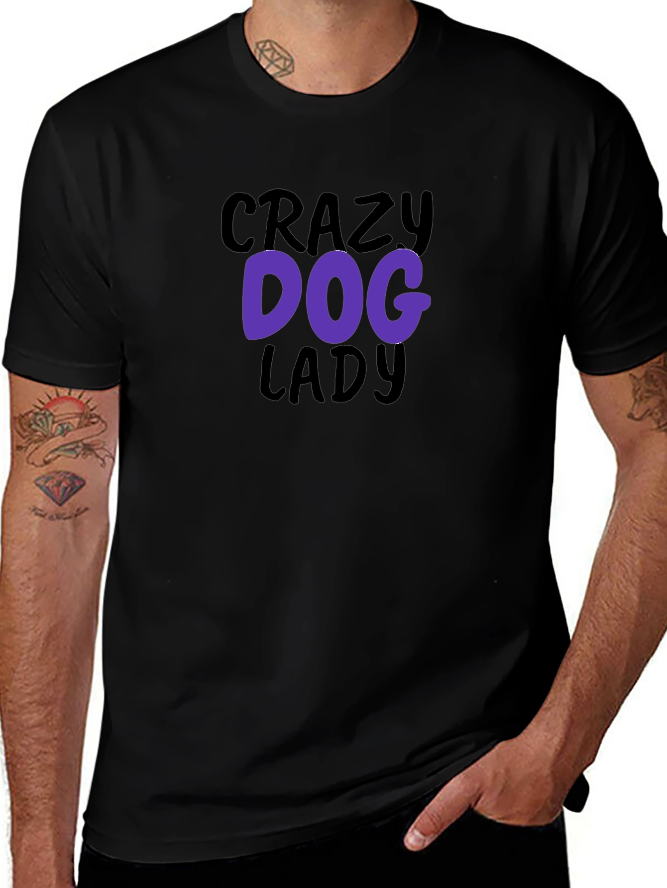 Crazy Dog Lady Graphic T-Shirt - Black