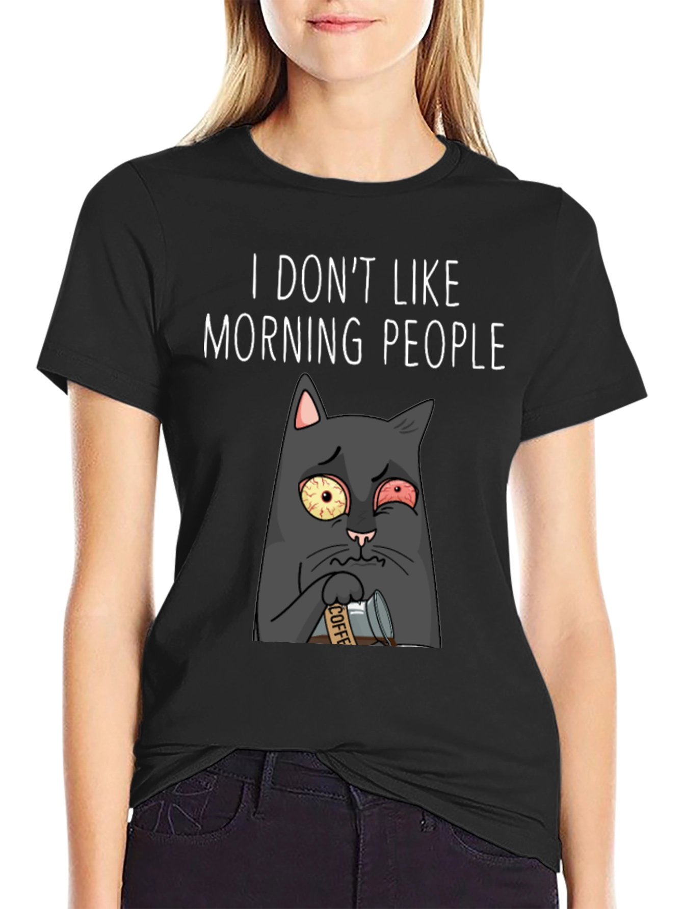 I Dont Like Morning People Black T-Shirt