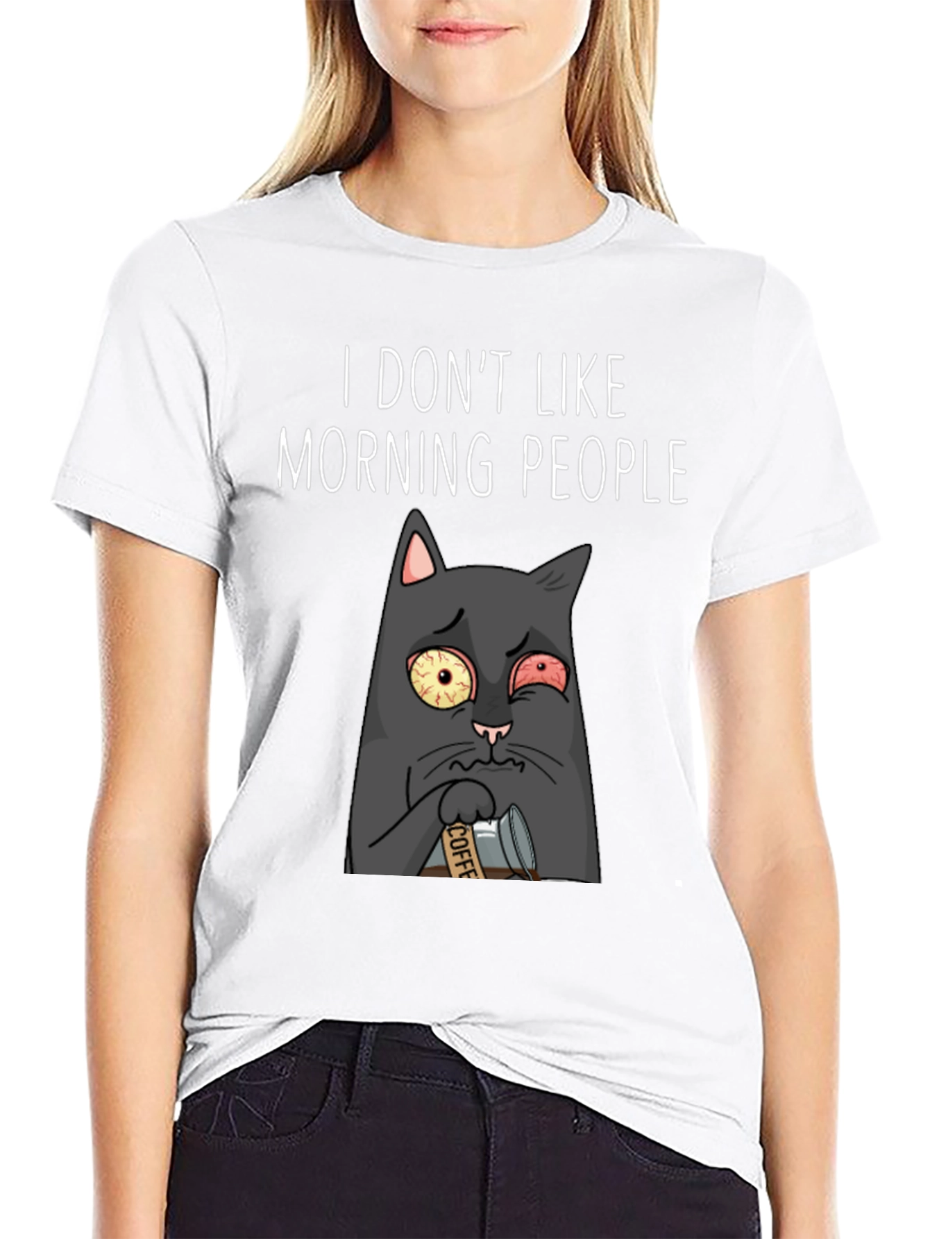 I Dont Like Morning People Black T-Shirt