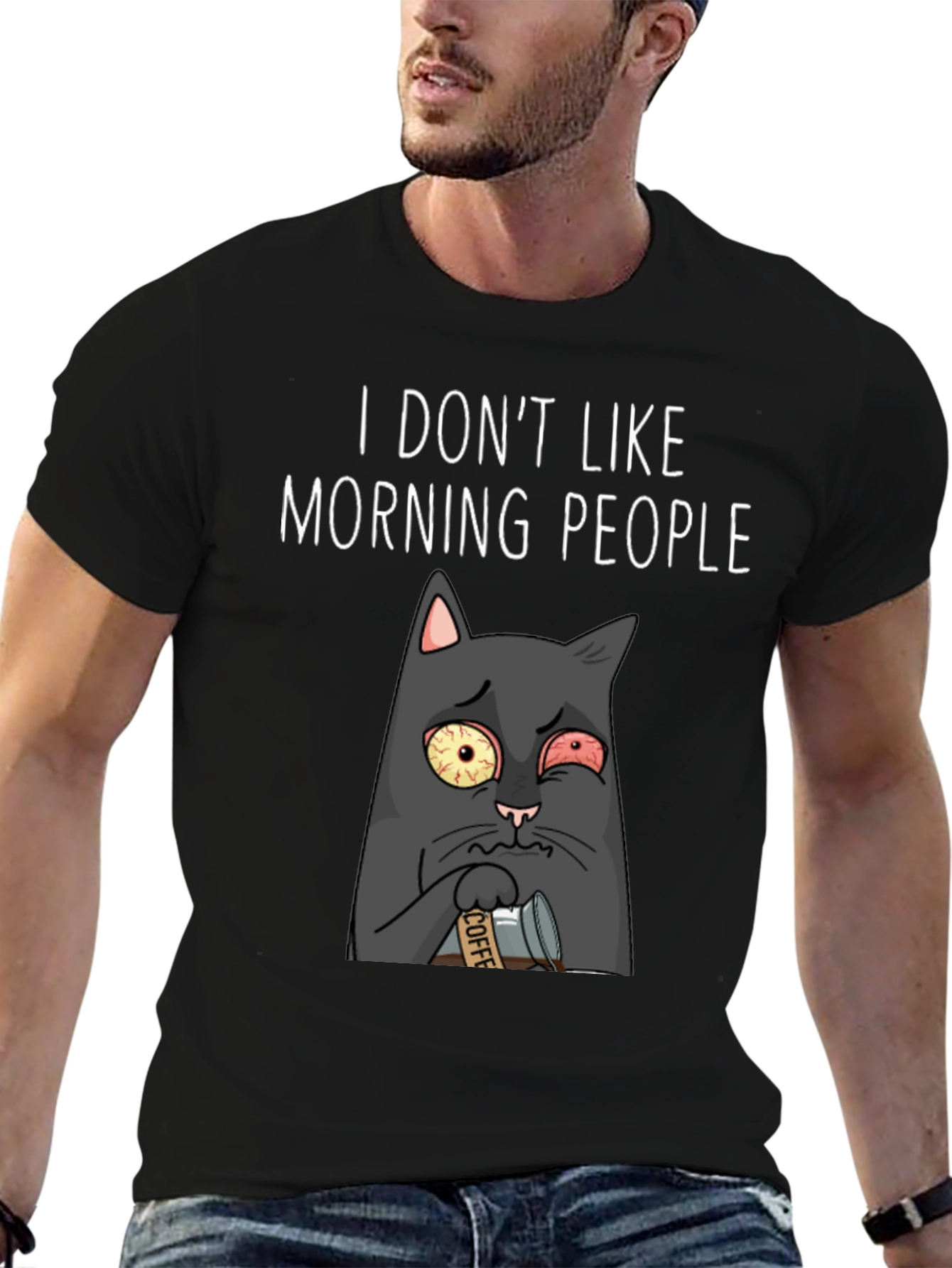 I Dont Like Morning People Black T-Shirt