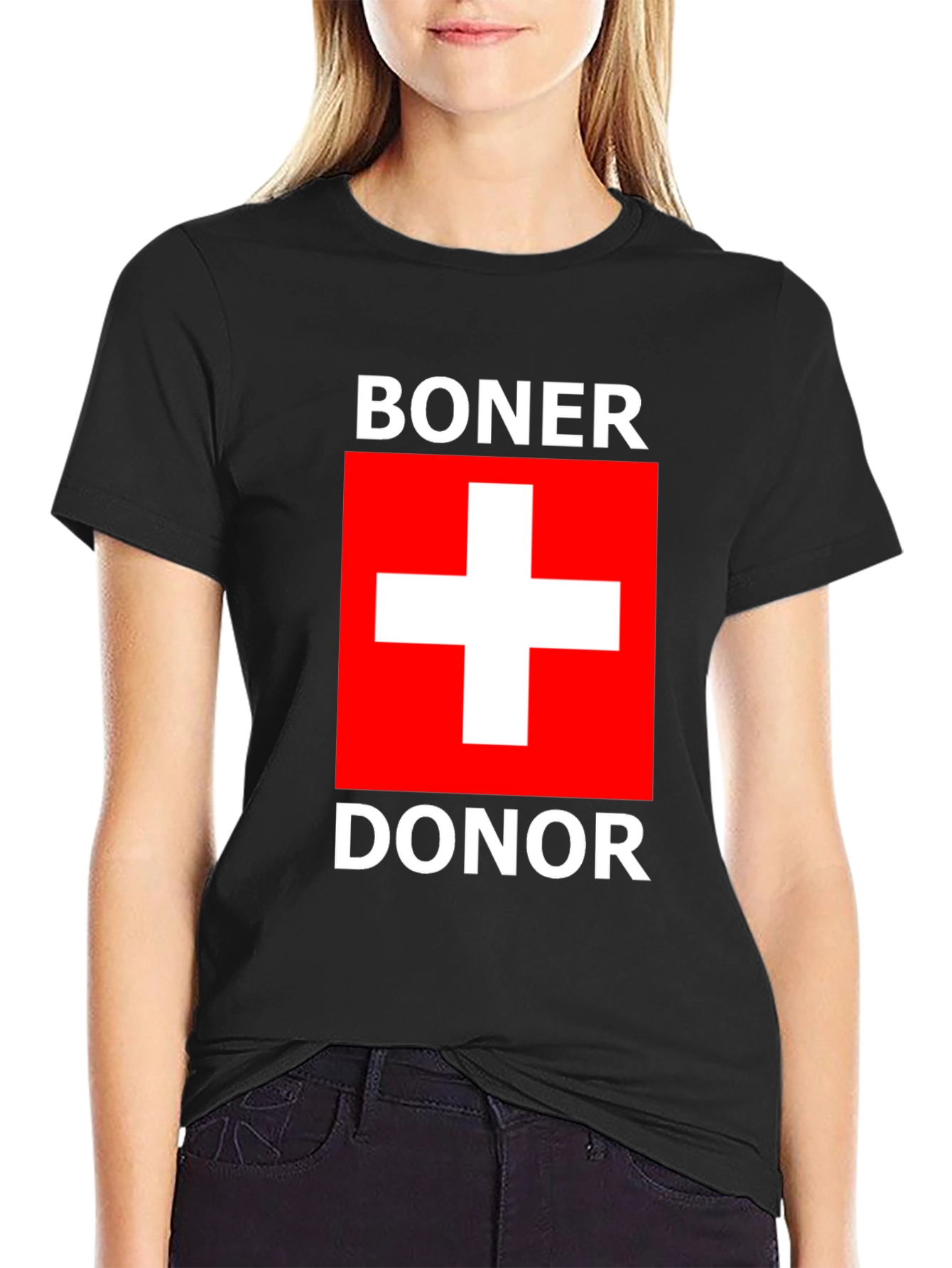 Boner Donor T-Shirt with Swiss Flag Design