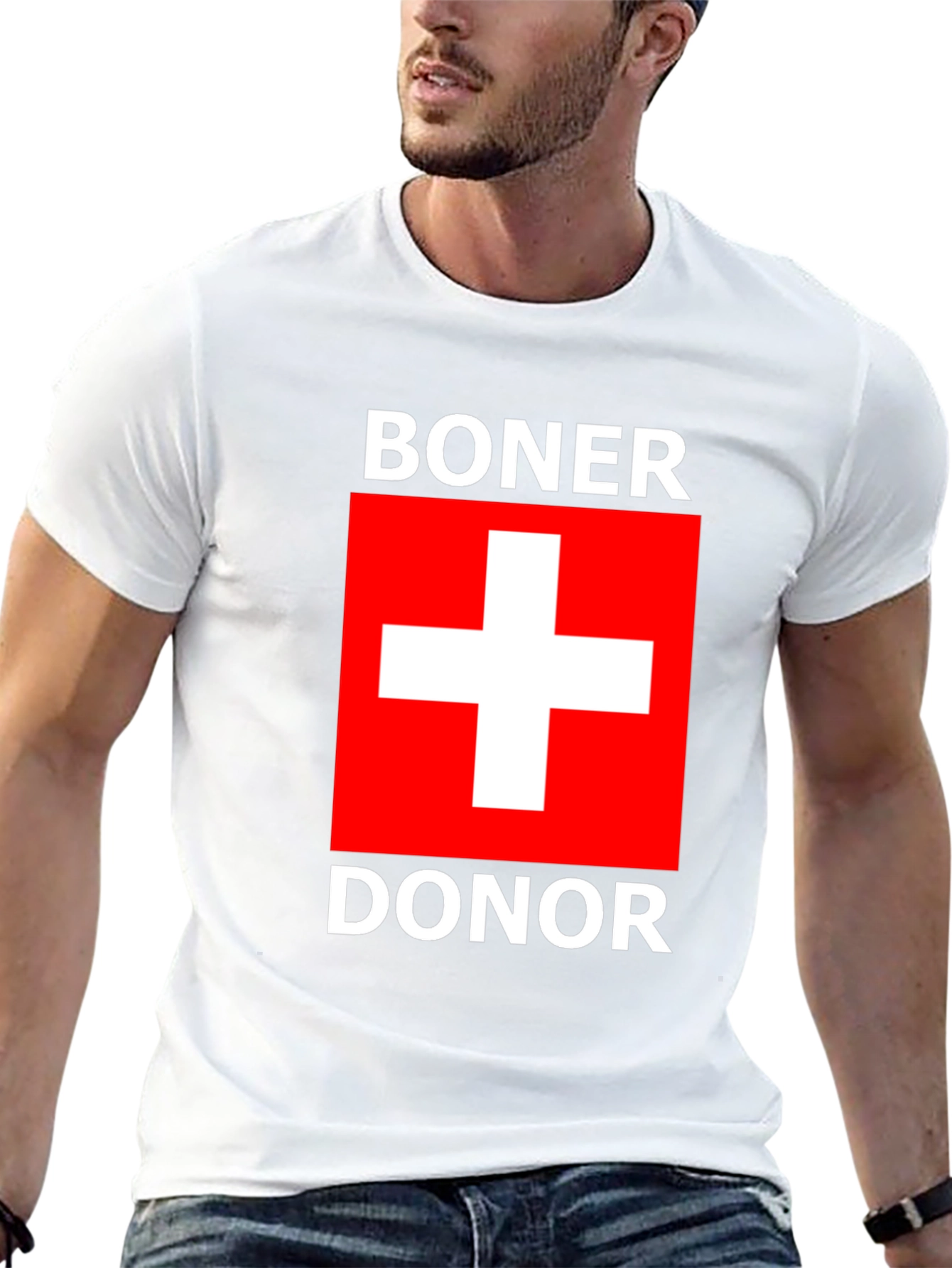Boner Donor T-Shirt with Swiss Flag Design