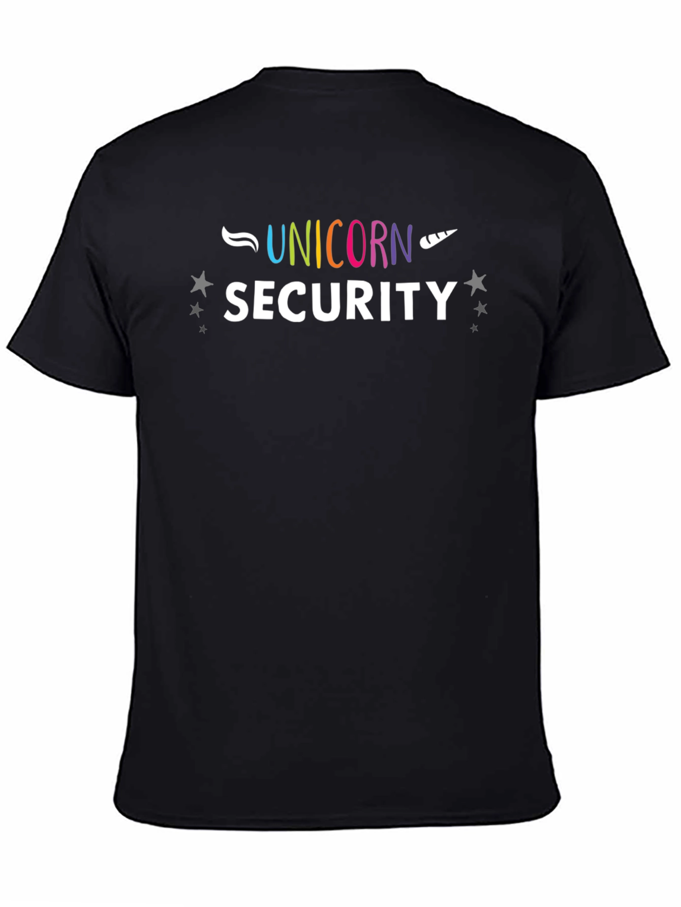 Unicorn Security Graphic Print Black T-Shirt