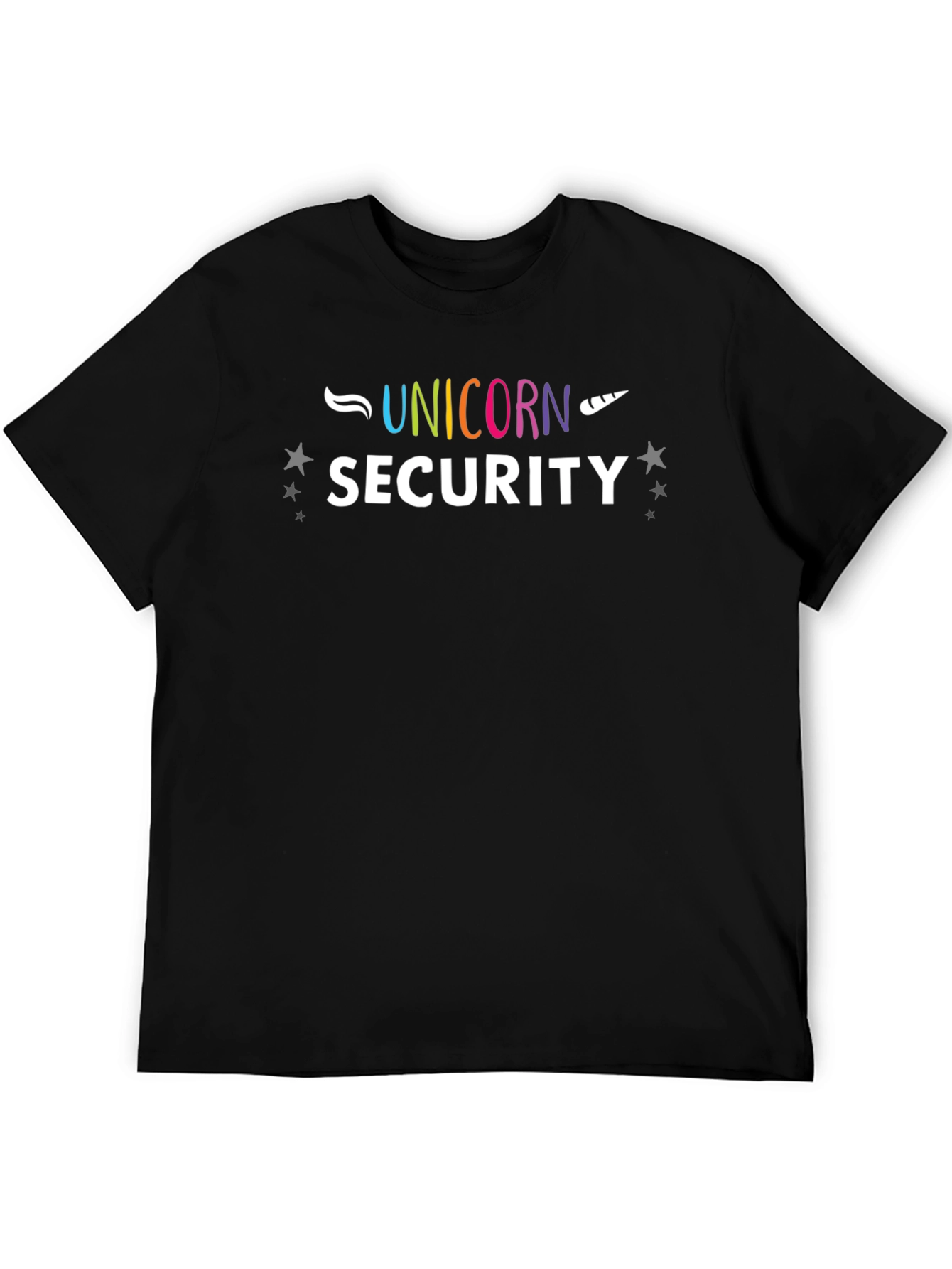 Unicorn Security Graphic Print Black T-Shirt