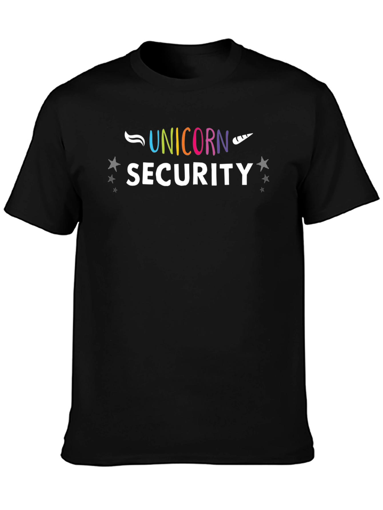 Unicorn Security Graphic Print Black T-Shirt