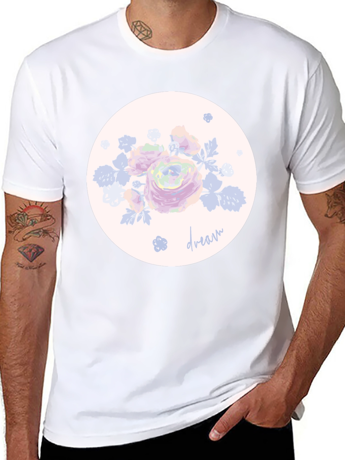 Dream Floral Graphic Tee - Stylish Mens T-Shirt