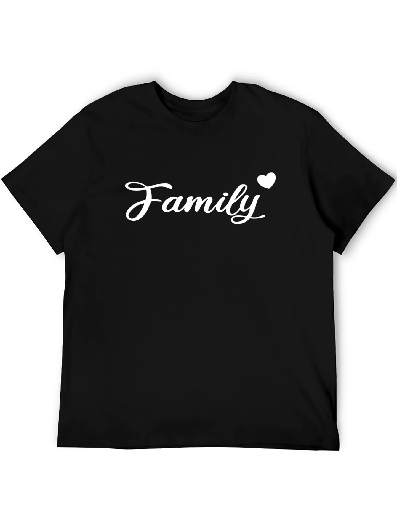 Family Love Heart Black T-Shirt - Casual Cotton Tee