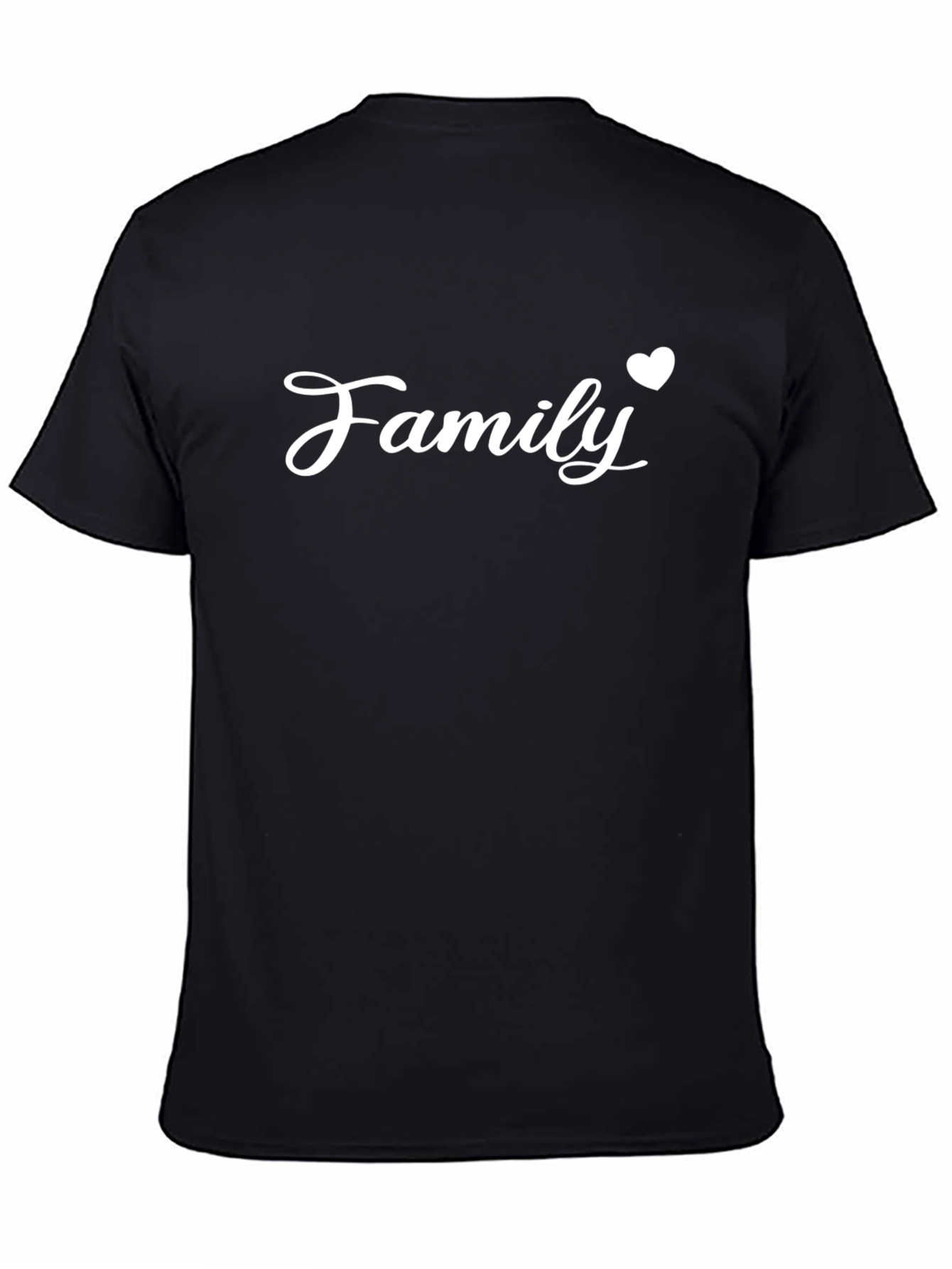 Family Love Heart Black T-Shirt - Casual Cotton Tee