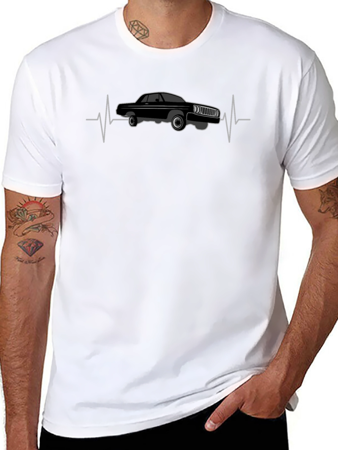 Classic Car Heartbeat T-Shirt - Cool Auto Design