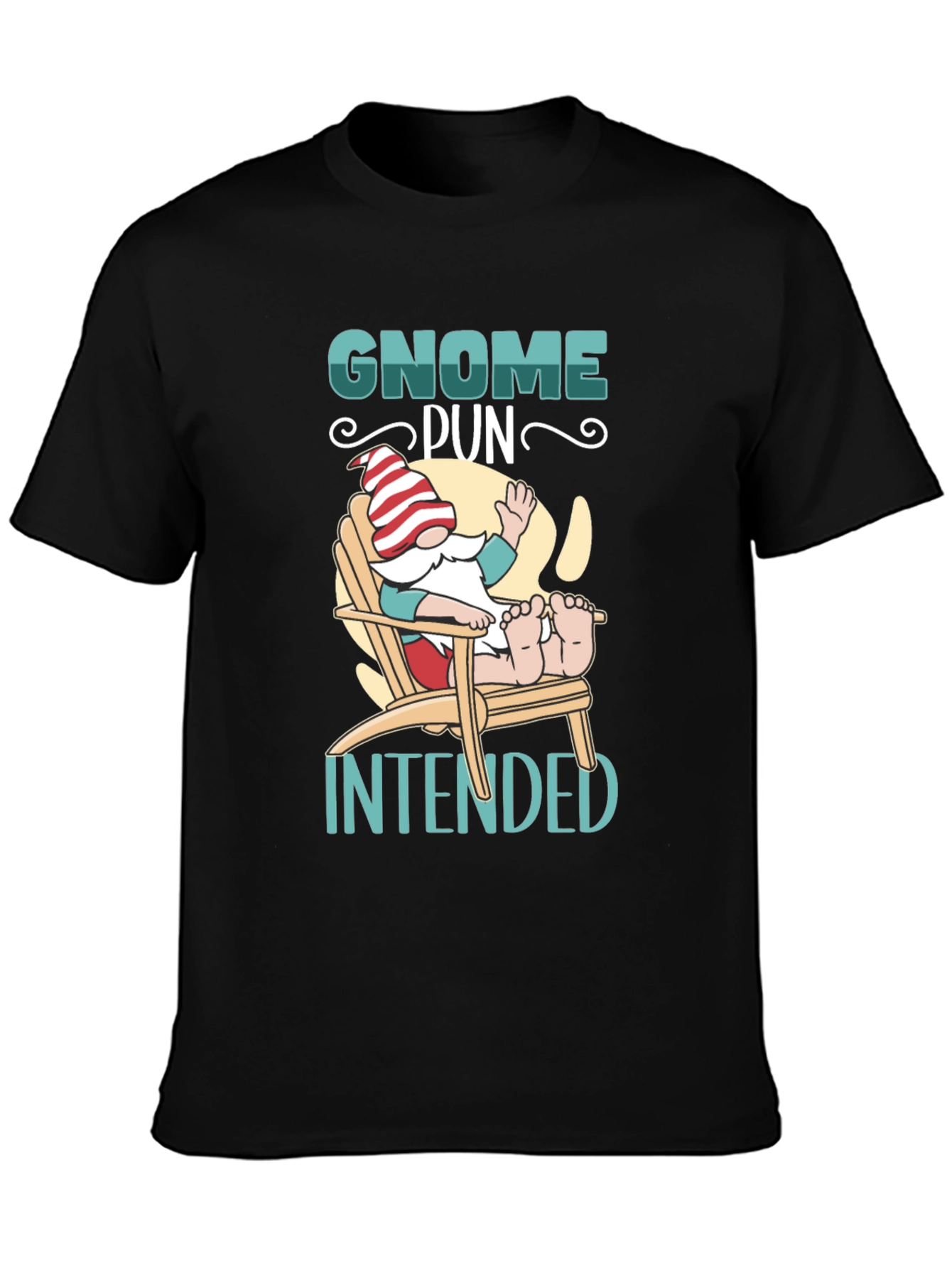 Gnome Pun Intended Black T-Shirt