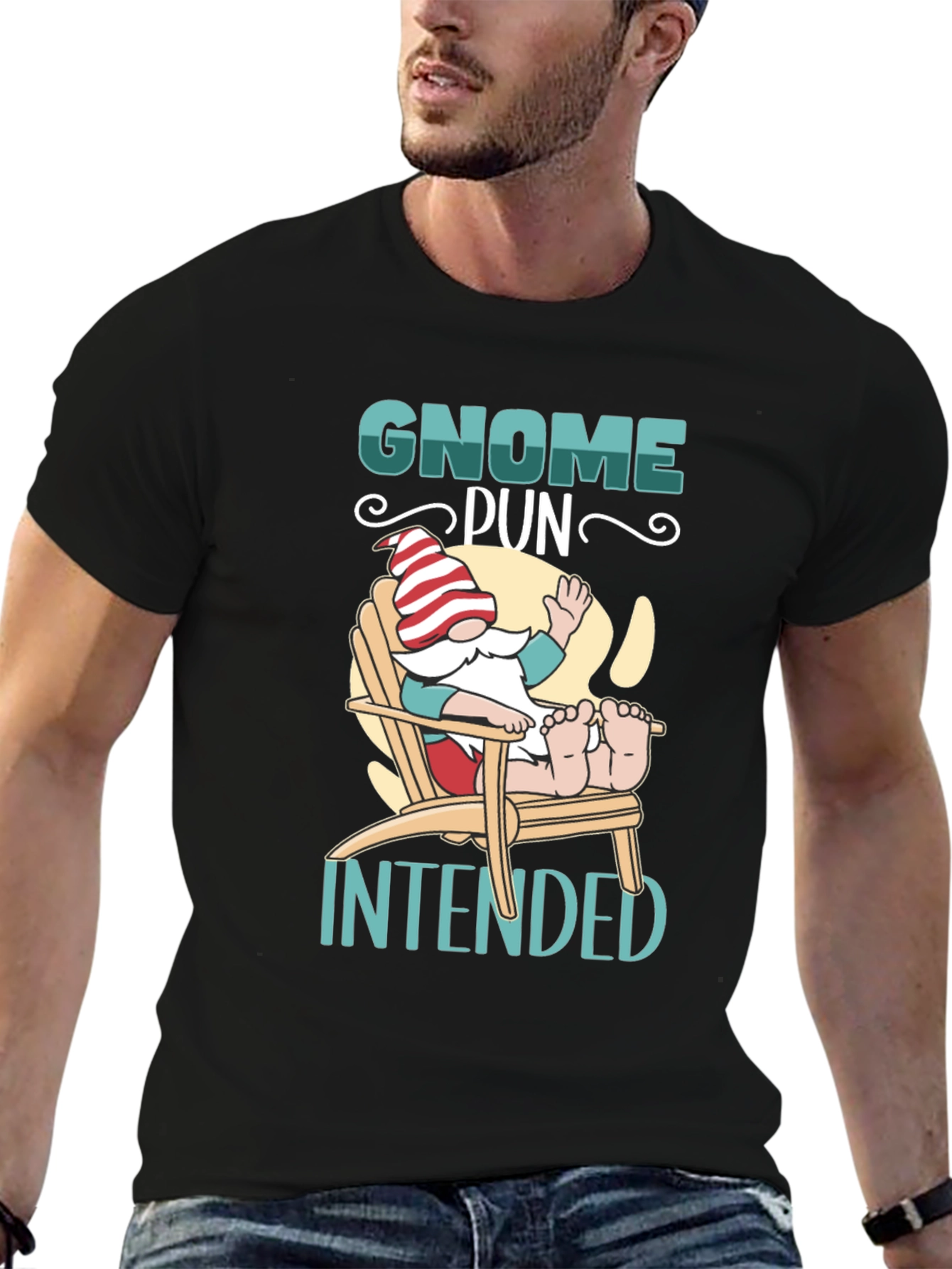 Gnome Pun Intended Black T-Shirt