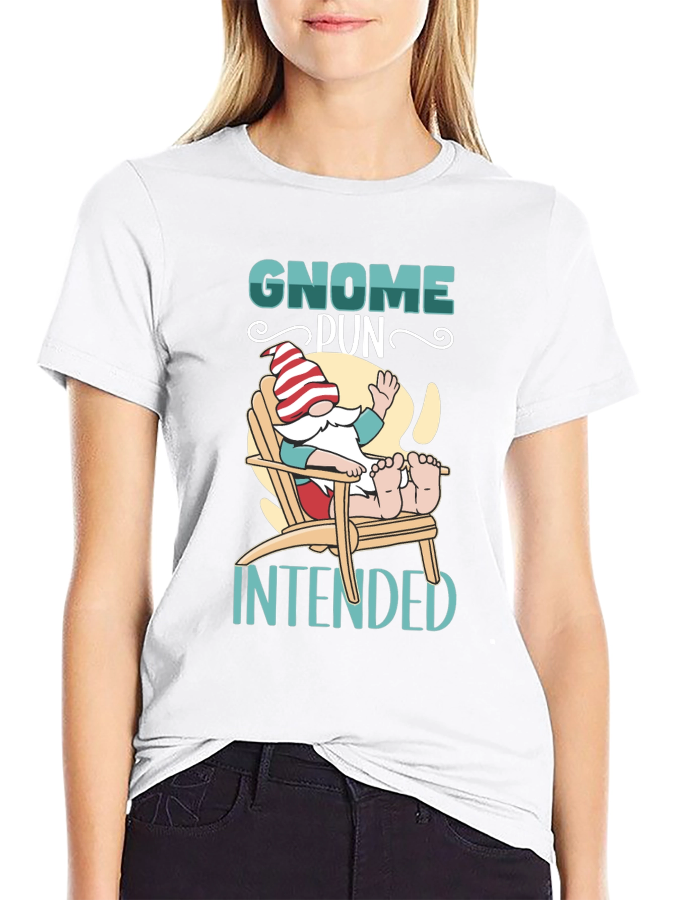 Gnome Pun Intended Black T-Shirt