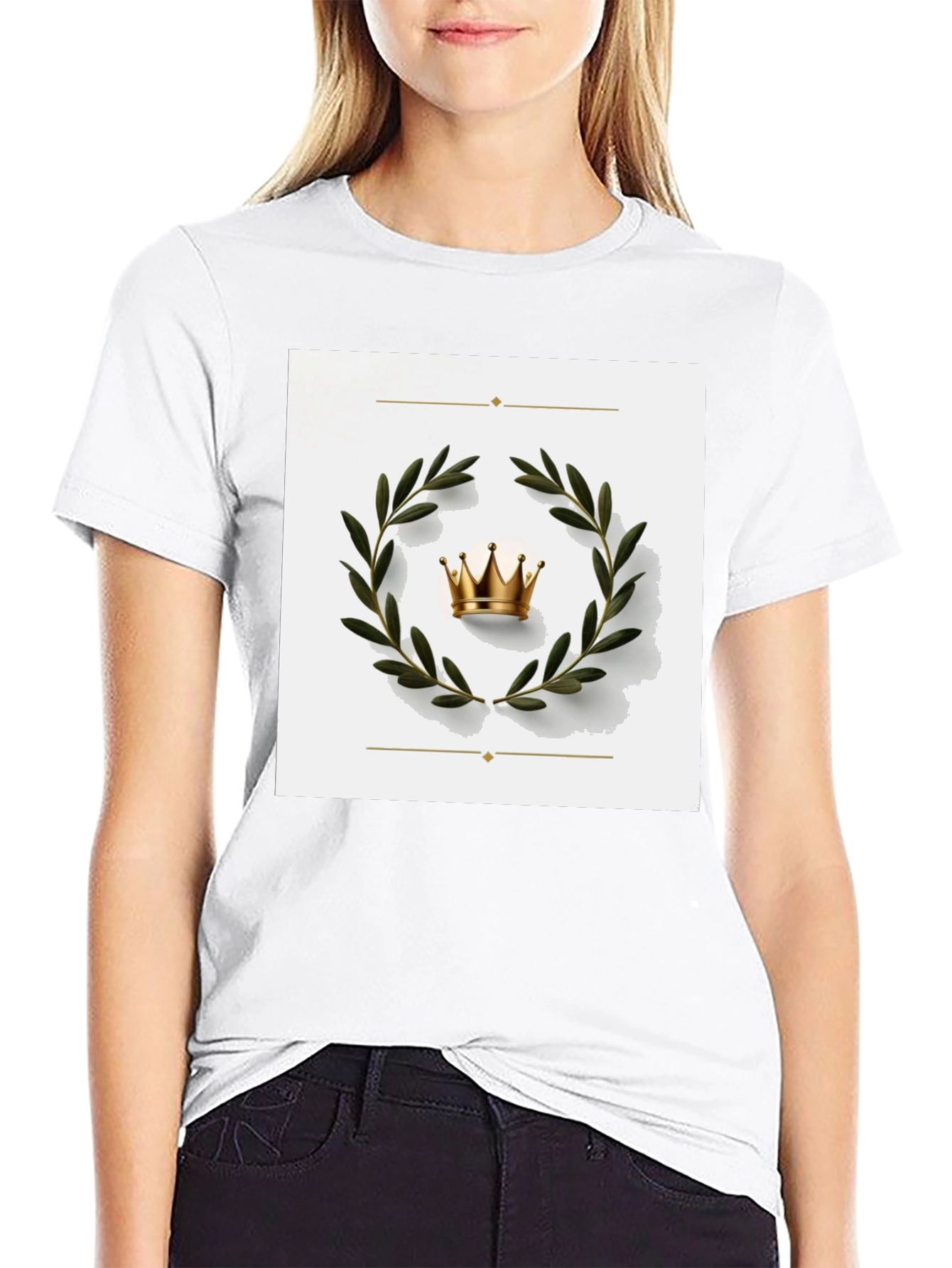 Crown Laurel Wreath Graphic Tee - Black