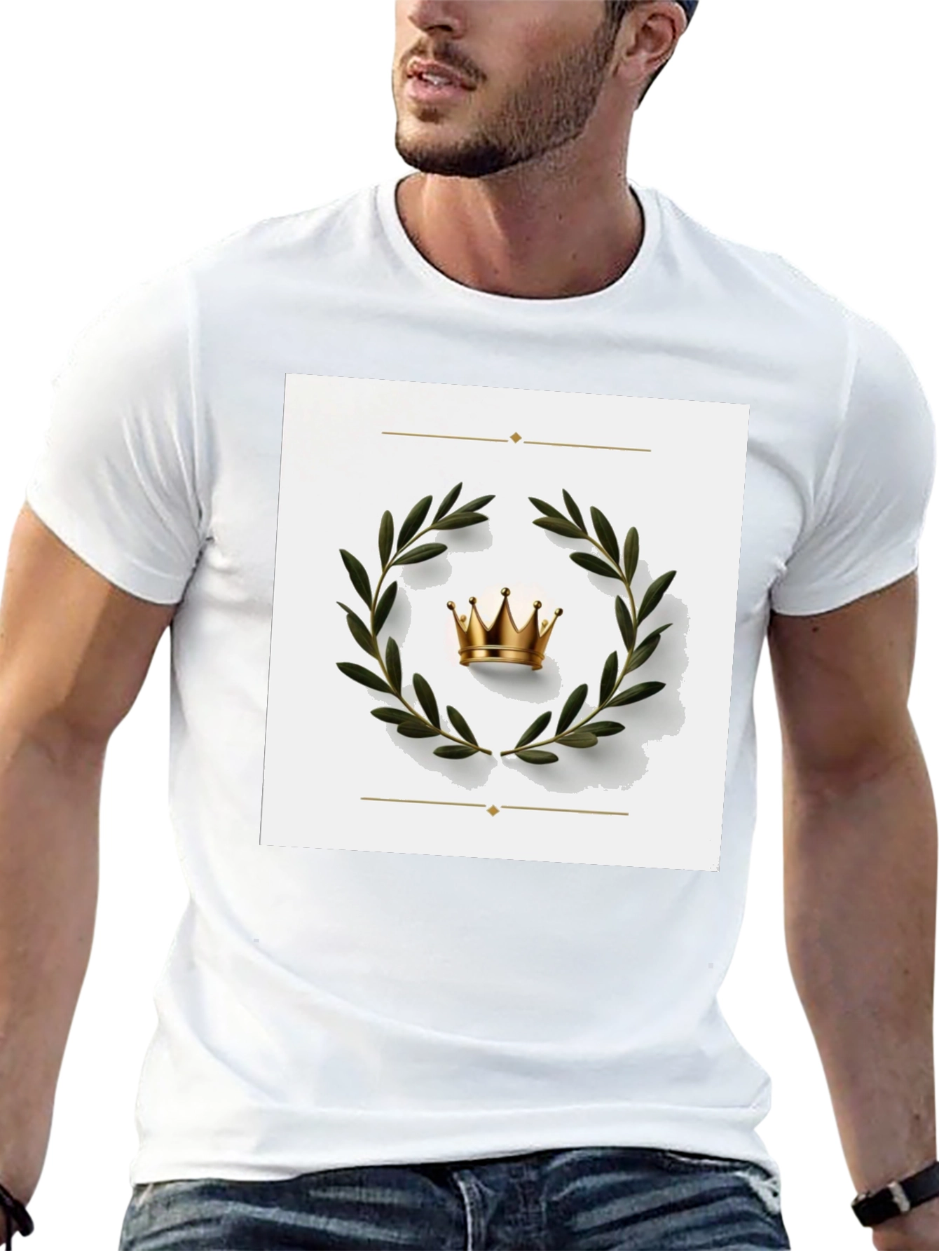 Crown Laurel Wreath Graphic Tee - Black
