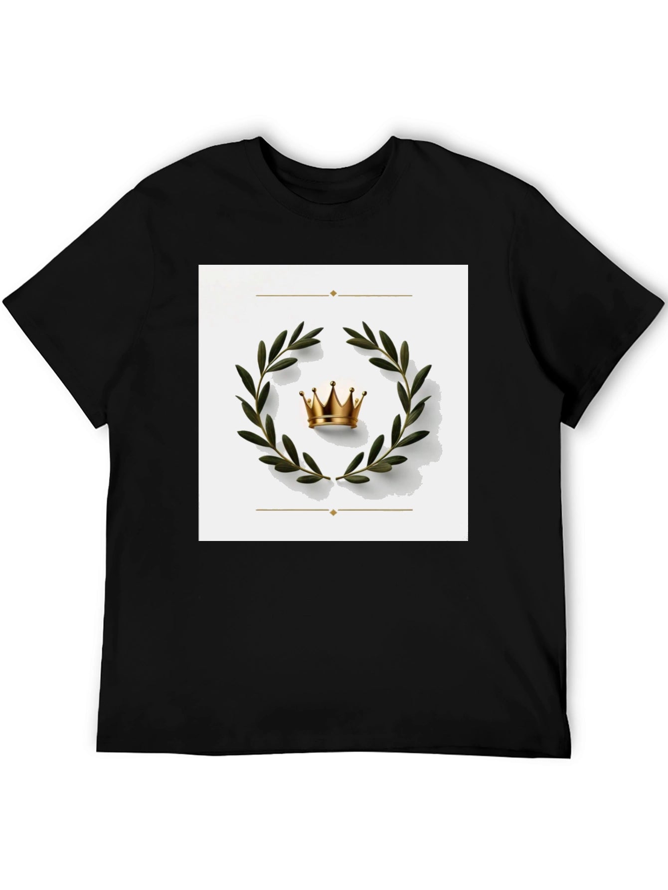 Crown Laurel Wreath Graphic Tee - Black