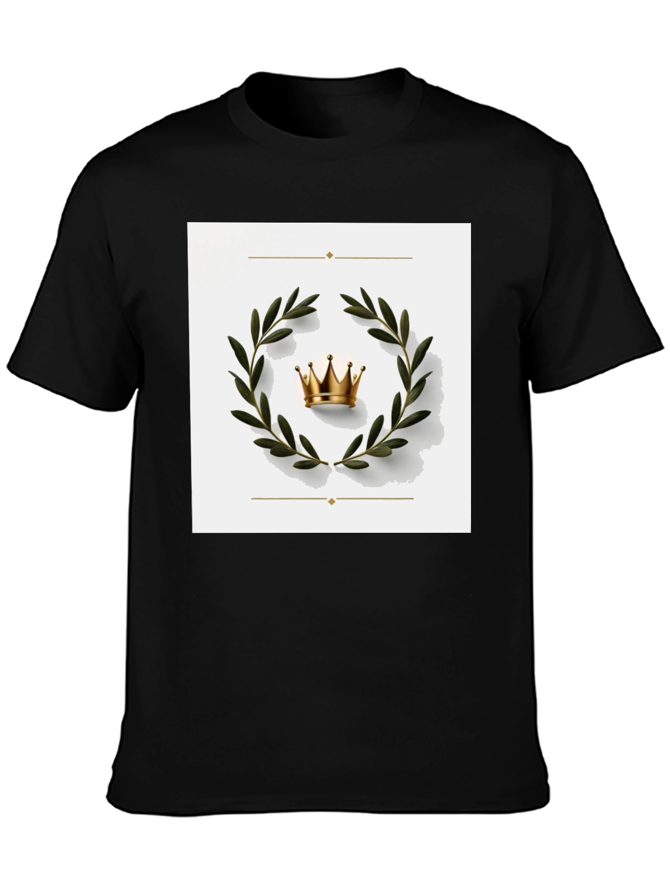 Crown Laurel Wreath Graphic Tee - Black