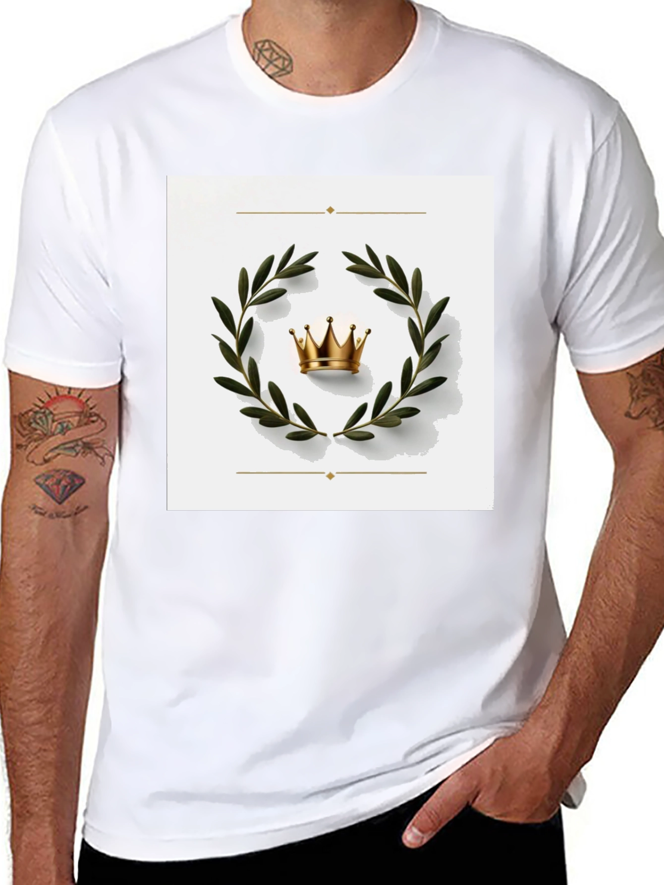 Crown Laurel Wreath Graphic Tee - Black