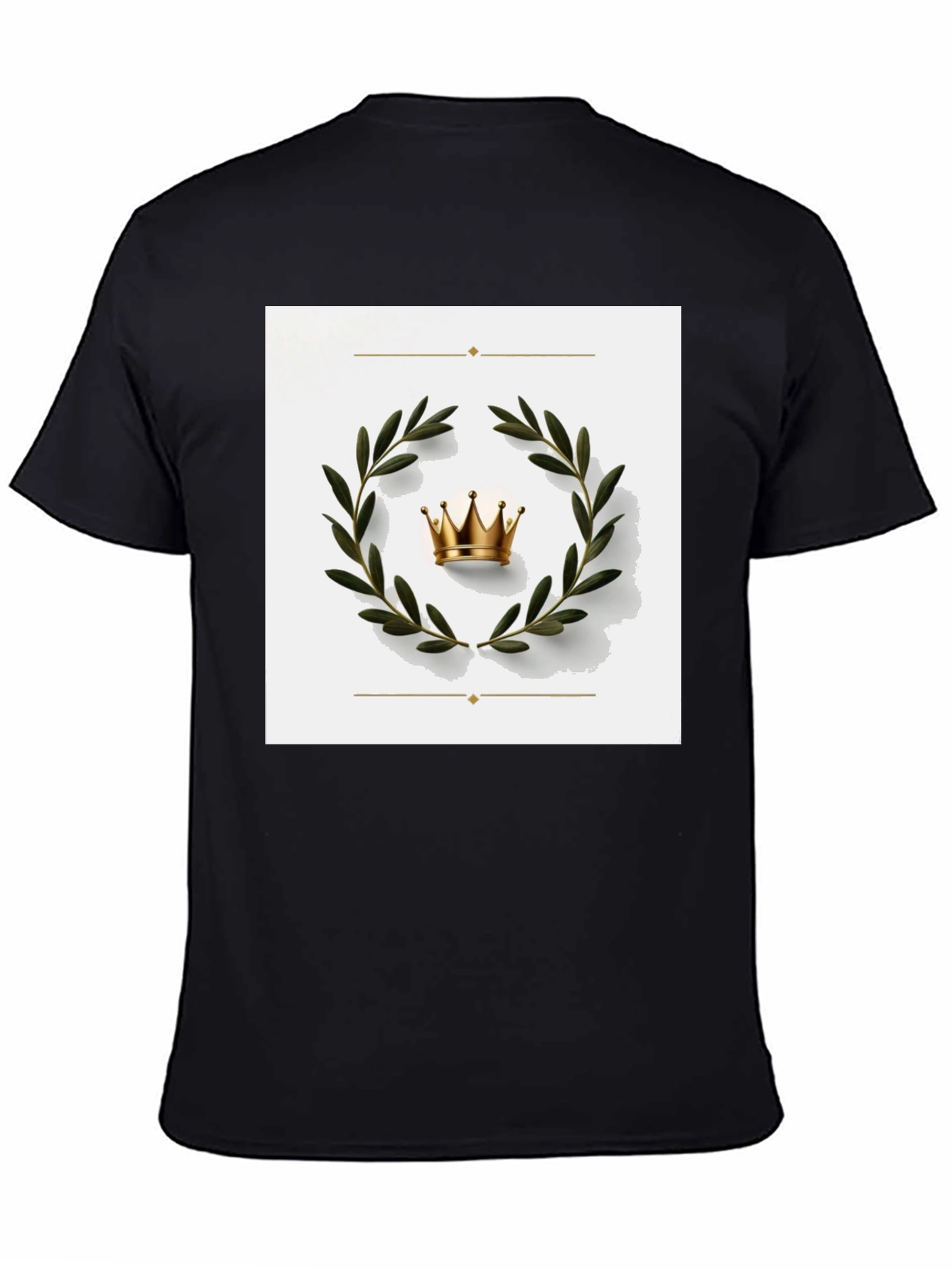 Crown Laurel Wreath Graphic Tee - Black
