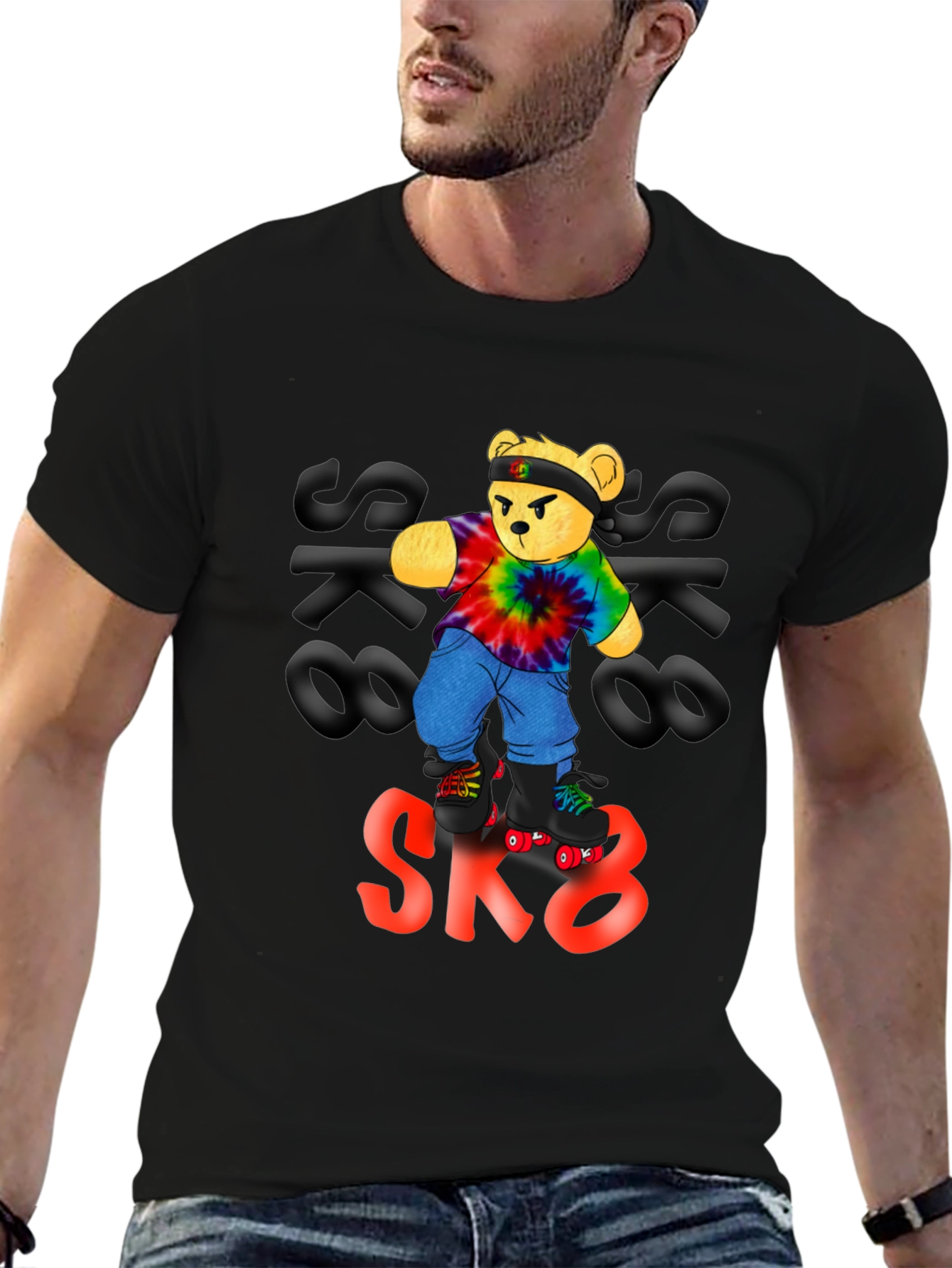 Cool Bear SK8 T-Shirt - Black Cotton Tee