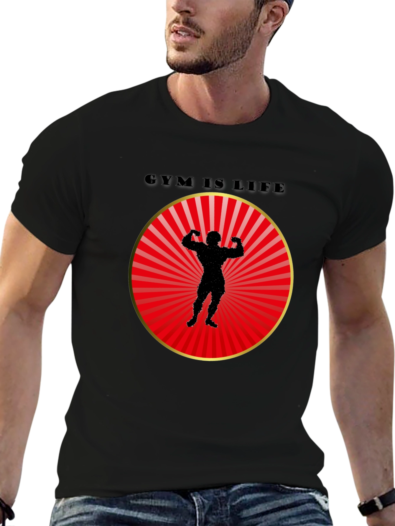 Gym Is Life Graphic Tee - Bodybuilder Design