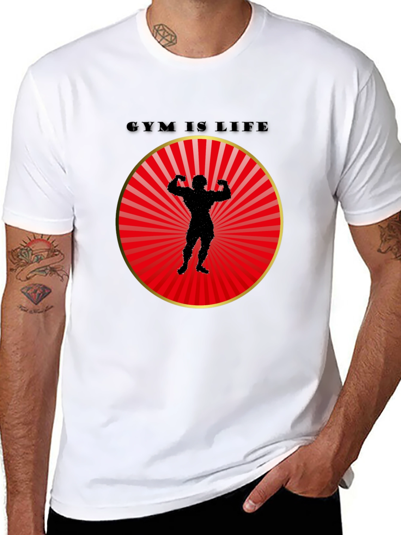Gym Is Life Graphic Tee - Bodybuilder Design
