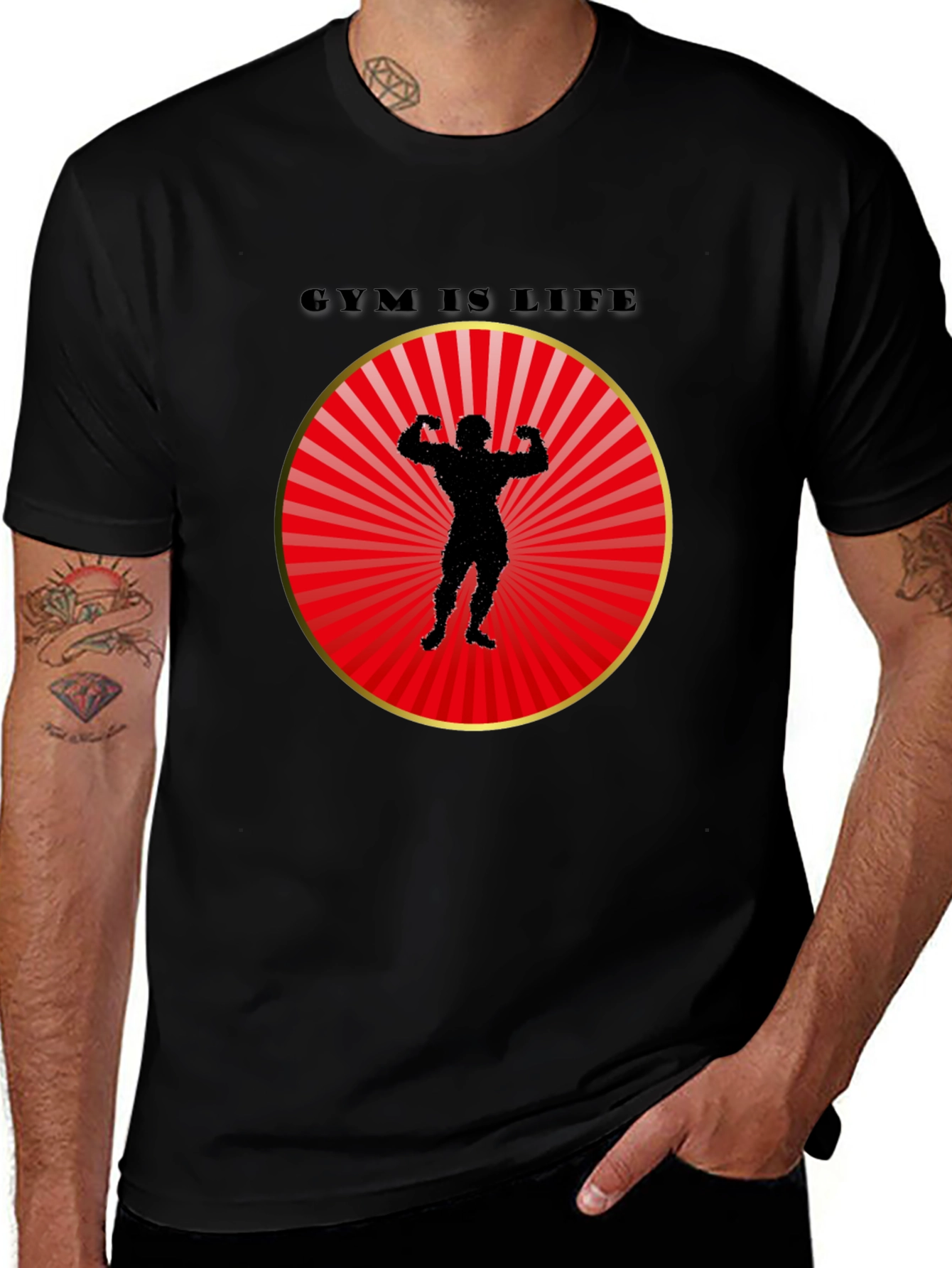 Gym Is Life Graphic Tee - Bodybuilder Design