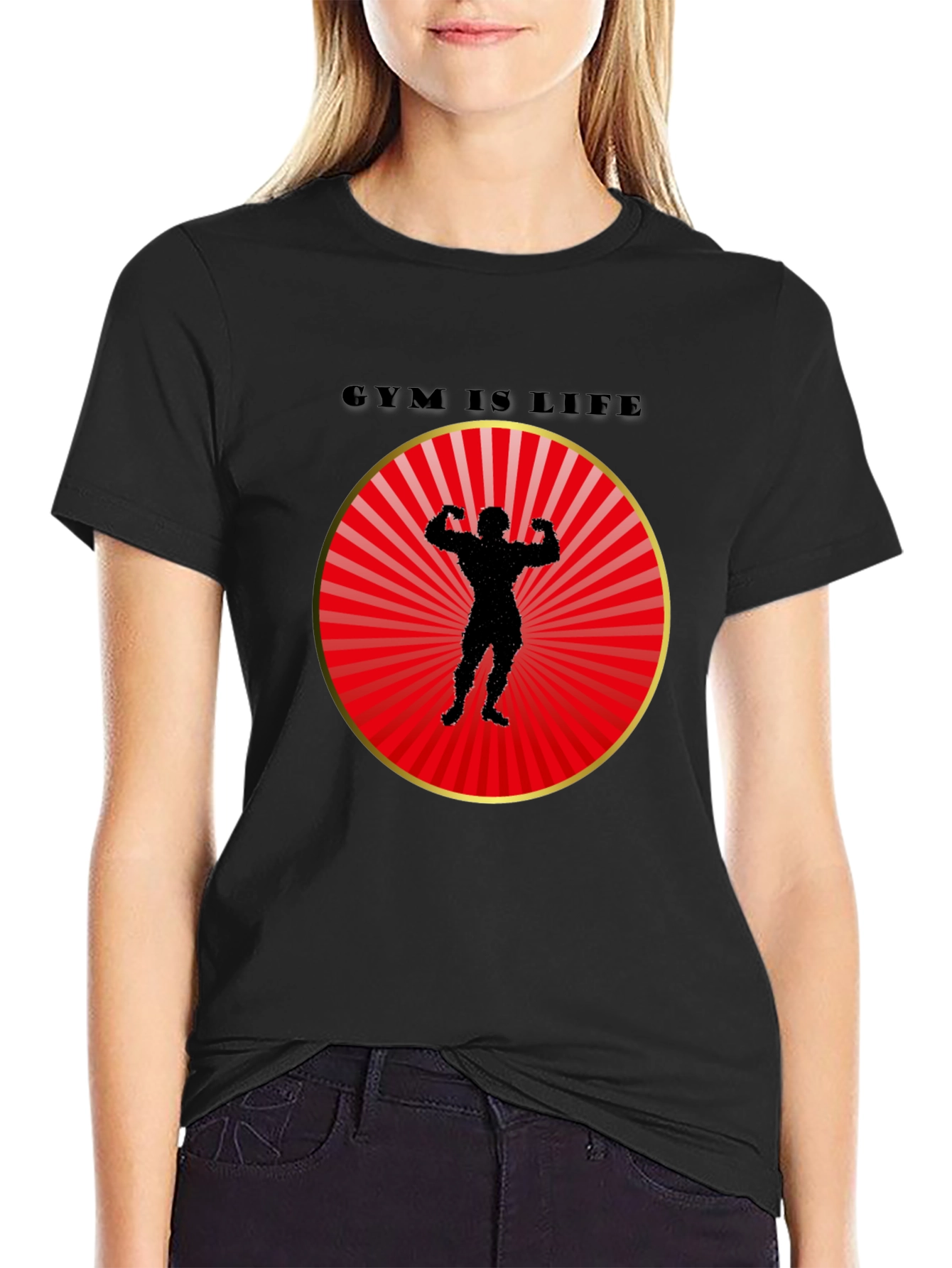 Gym Is Life Graphic Tee - Bodybuilder Design