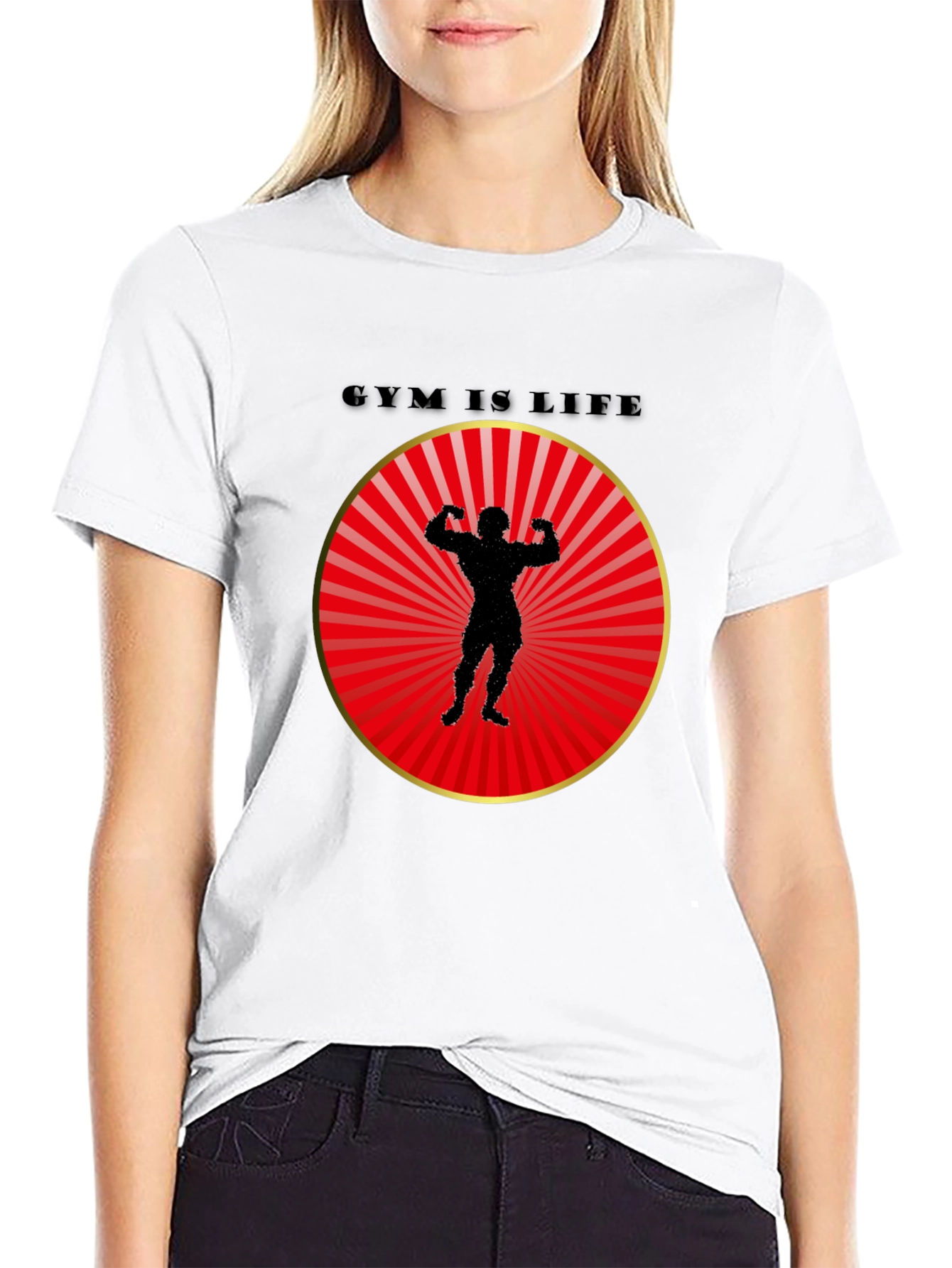 Gym Is Life Graphic Tee - Bodybuilder Design