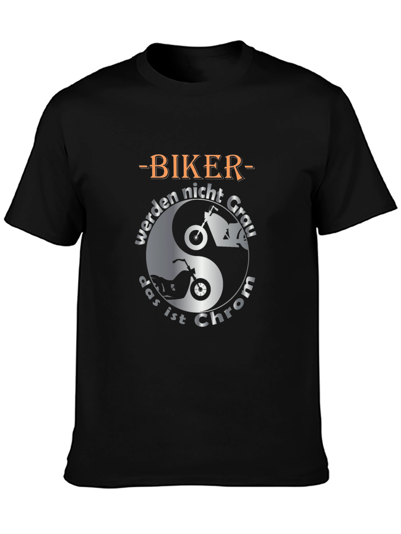 Biker Chrom T-Shirt - Motorcycle Yin Yang Graphic