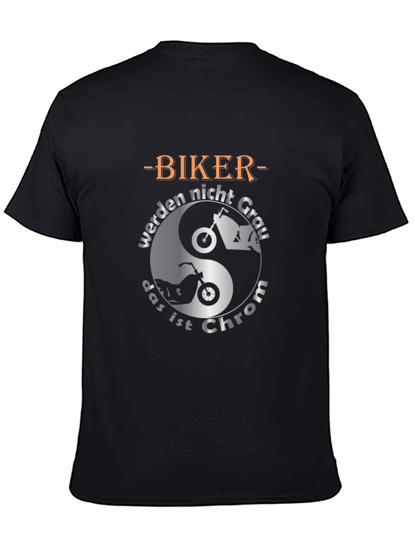 Biker Chrom T-Shirt - Motorcycle Yin Yang Graphic