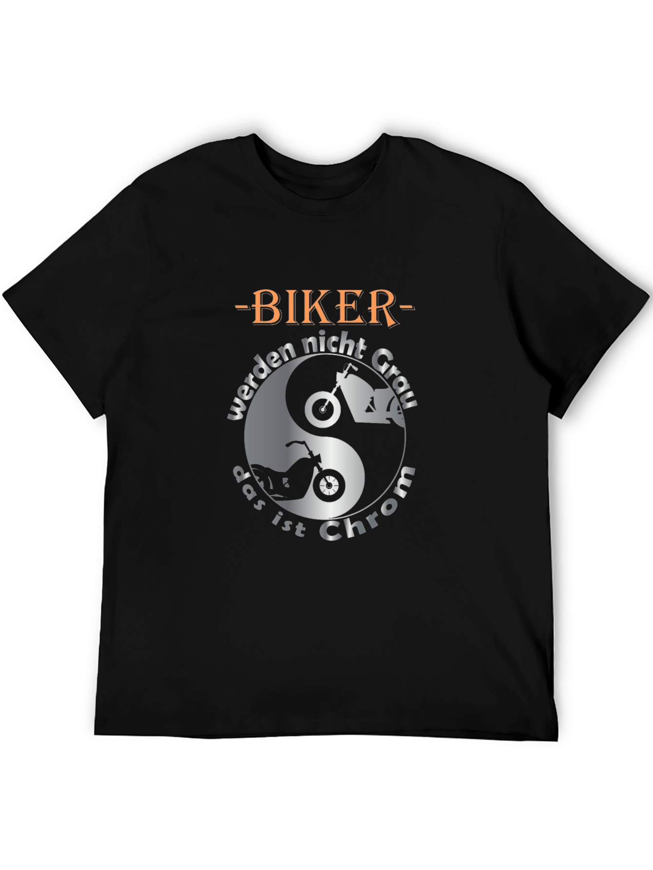 Biker Chrom T-Shirt - Motorcycle Yin Yang Graphic