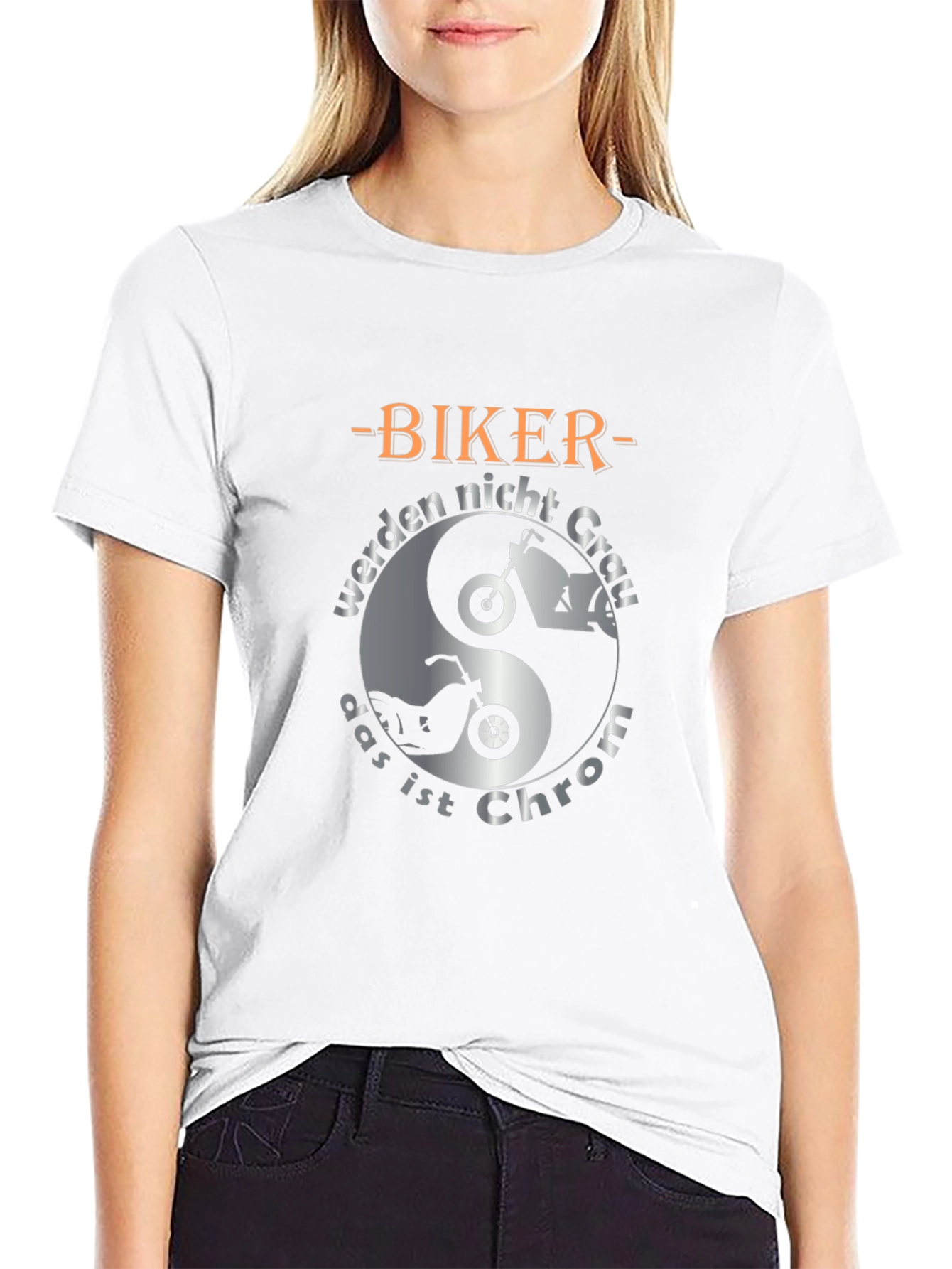Biker Chrom T-Shirt - Motorcycle Yin Yang Graphic