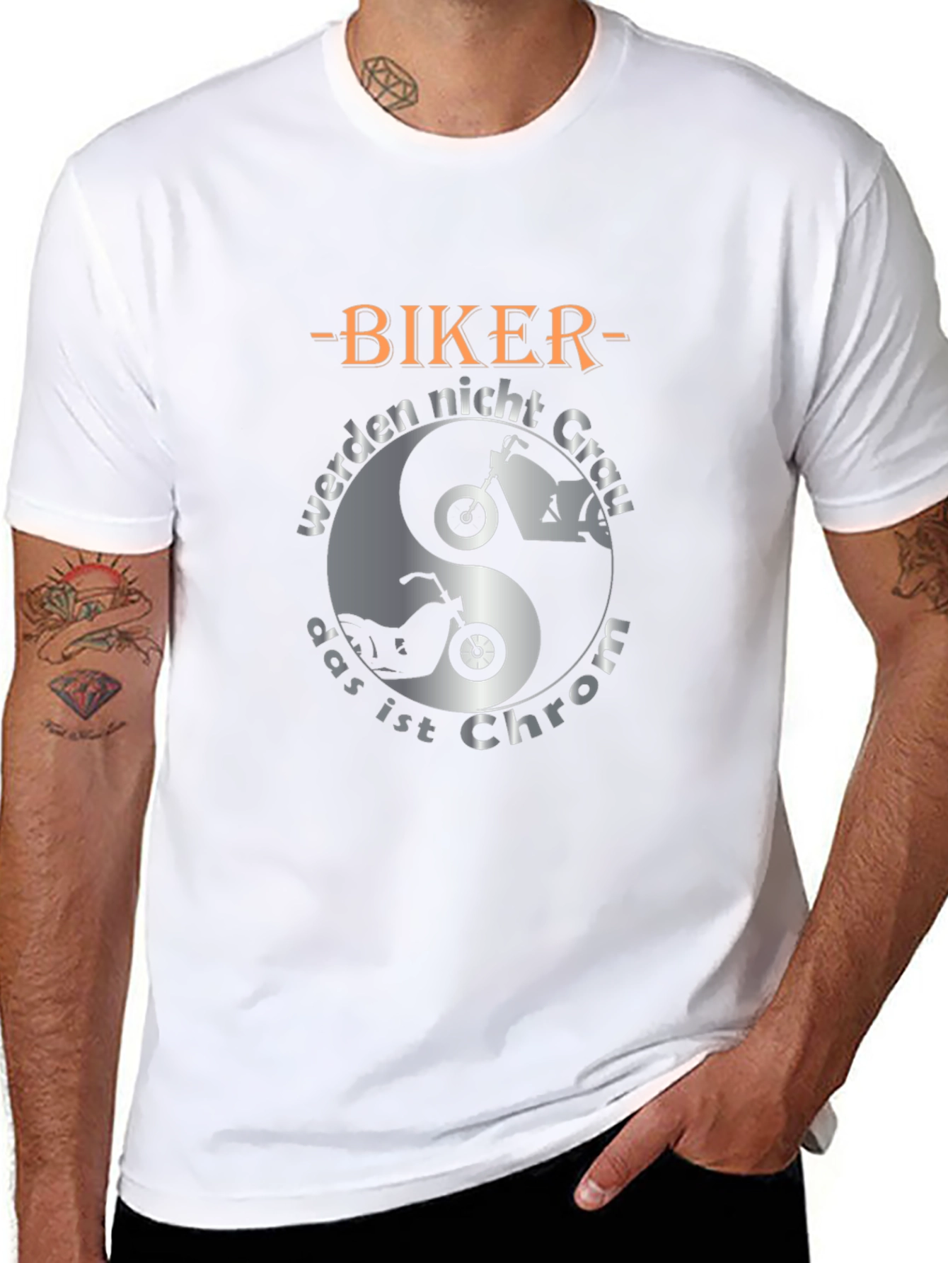 Biker Chrom T-Shirt - Motorcycle Yin Yang Graphic