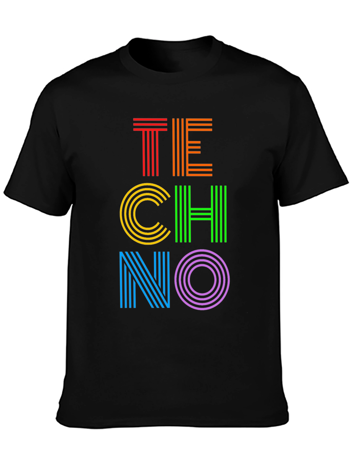 Retro TECHNO Graphic Tee - Bold & Vibrant Design