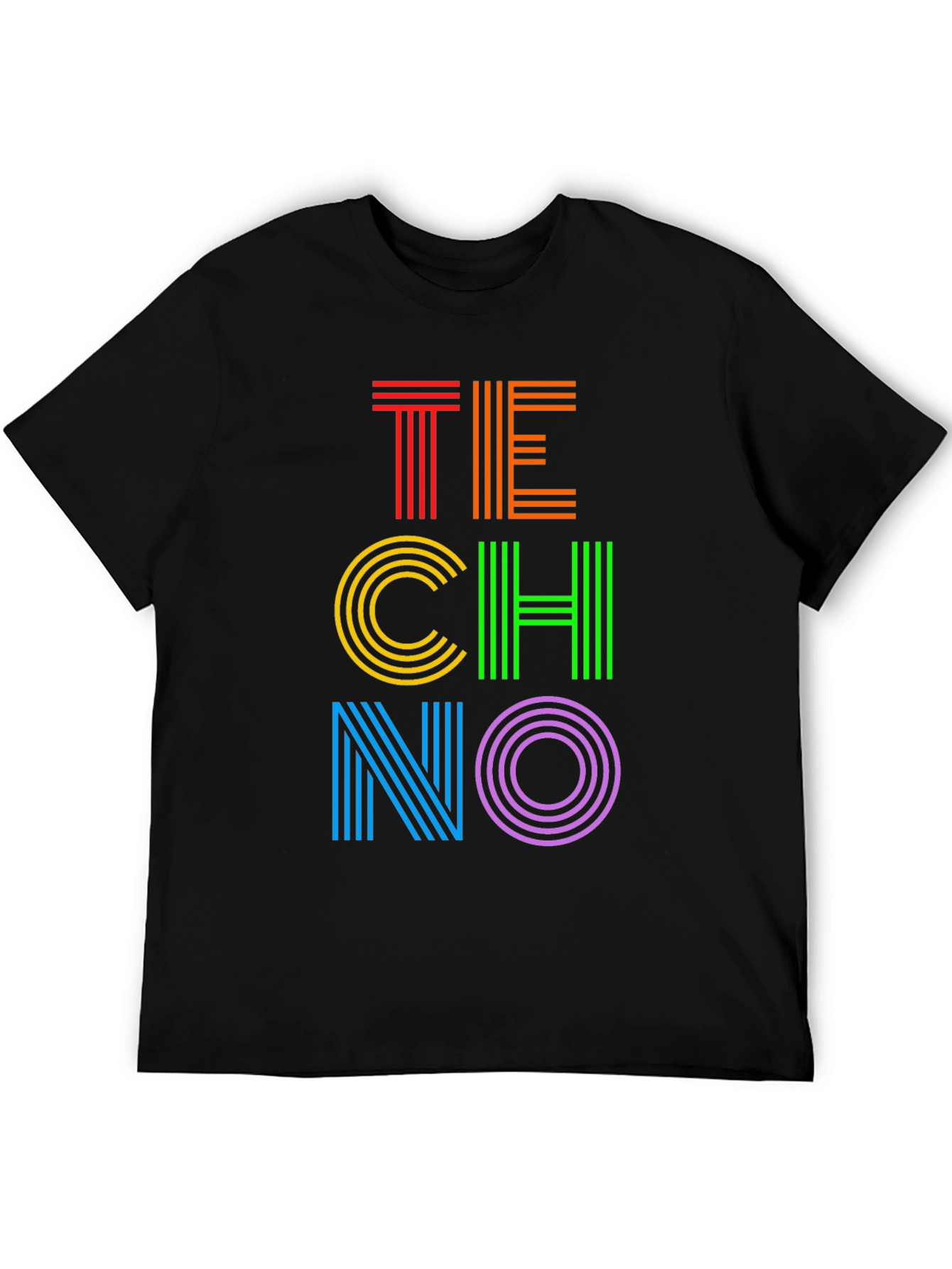 Retro TECHNO Graphic Tee - Bold & Vibrant Design