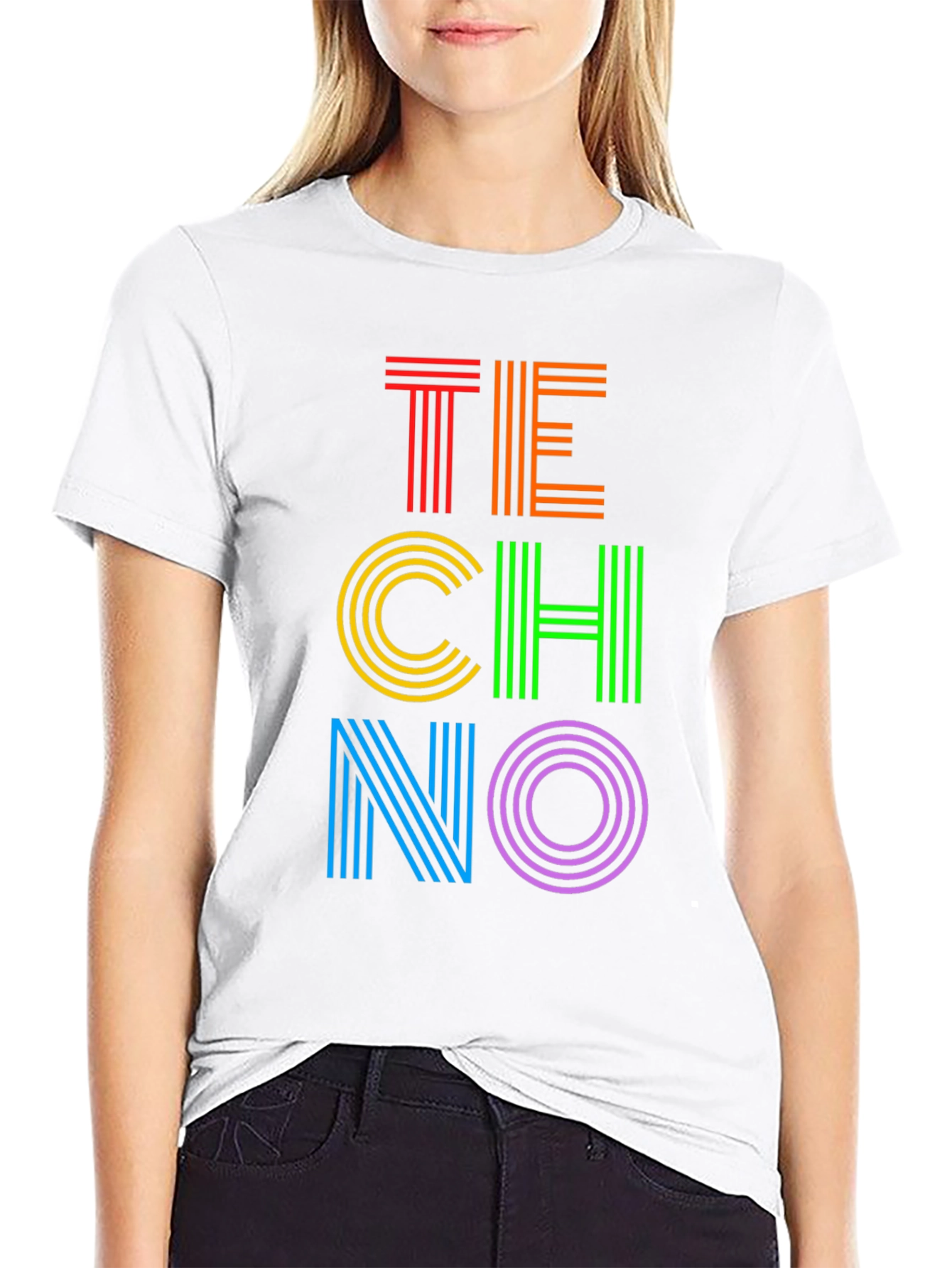 Retro TECHNO Graphic Tee - Bold & Vibrant Design