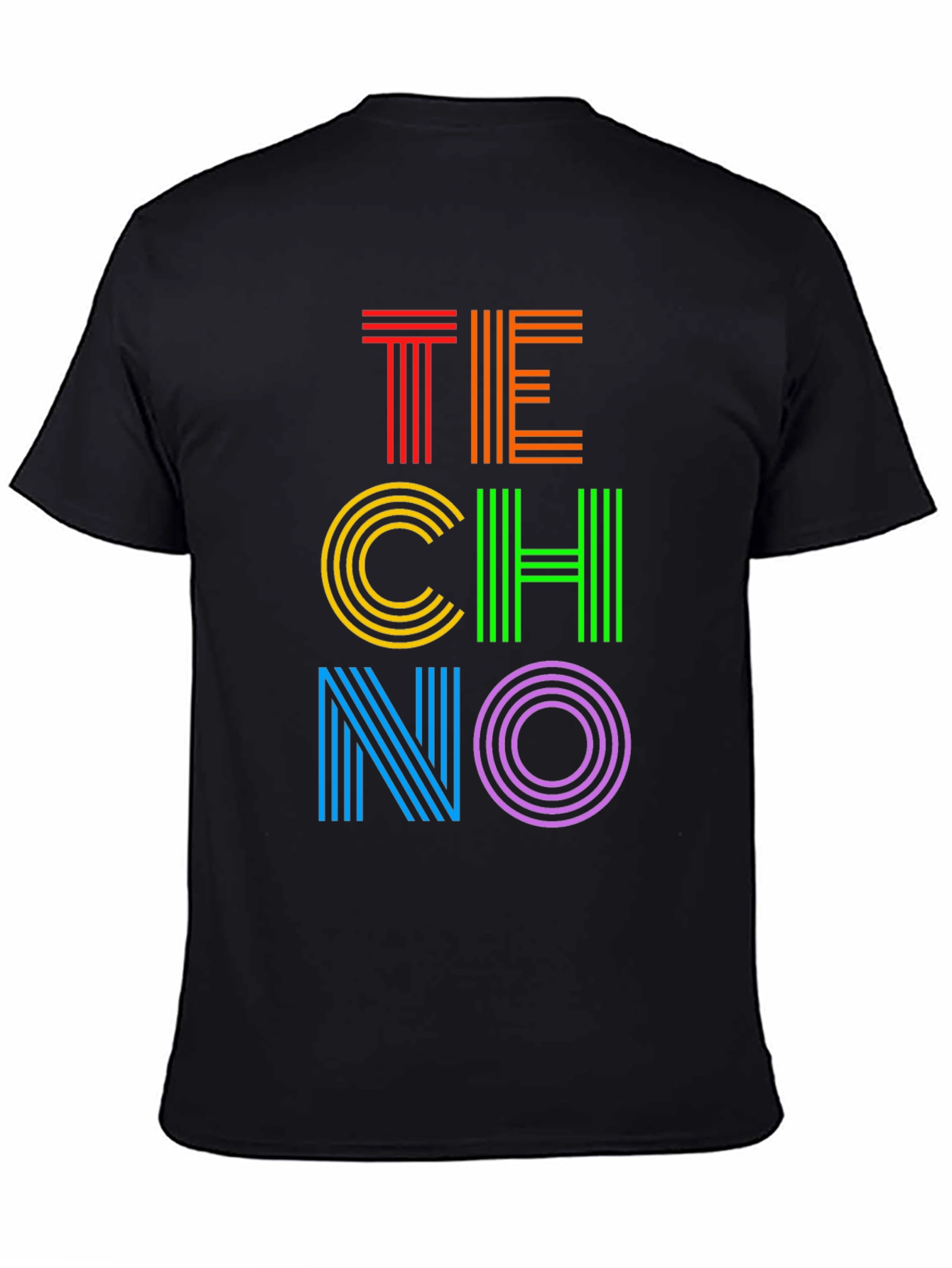Retro TECHNO Graphic Tee - Bold & Vibrant Design