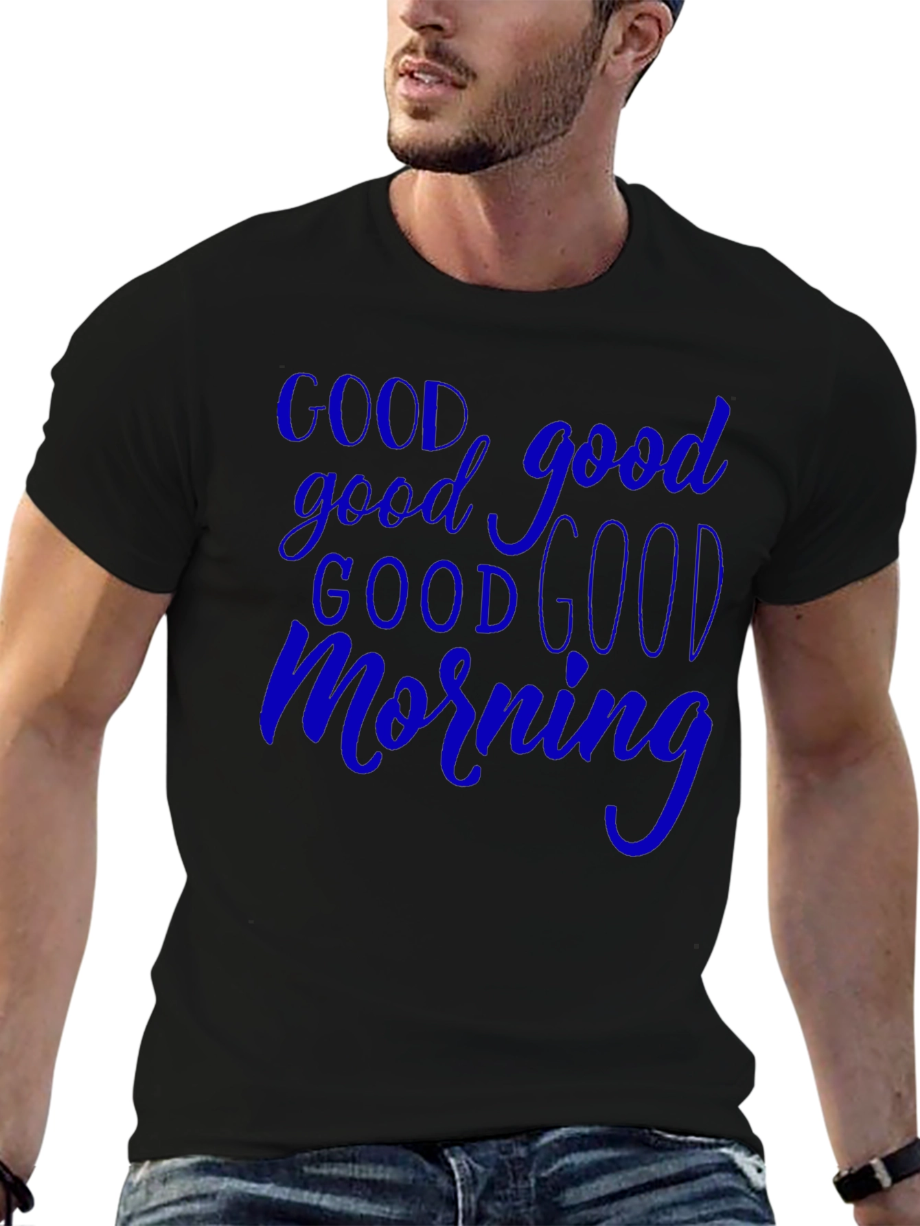 Good Morning Graphic T-Shirt - Black Casual Tee