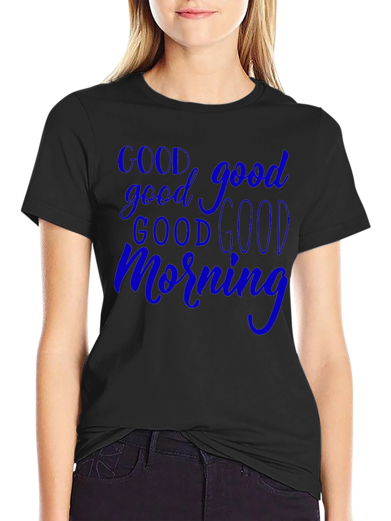 Good Morning Graphic T-Shirt - Black Casual Tee
