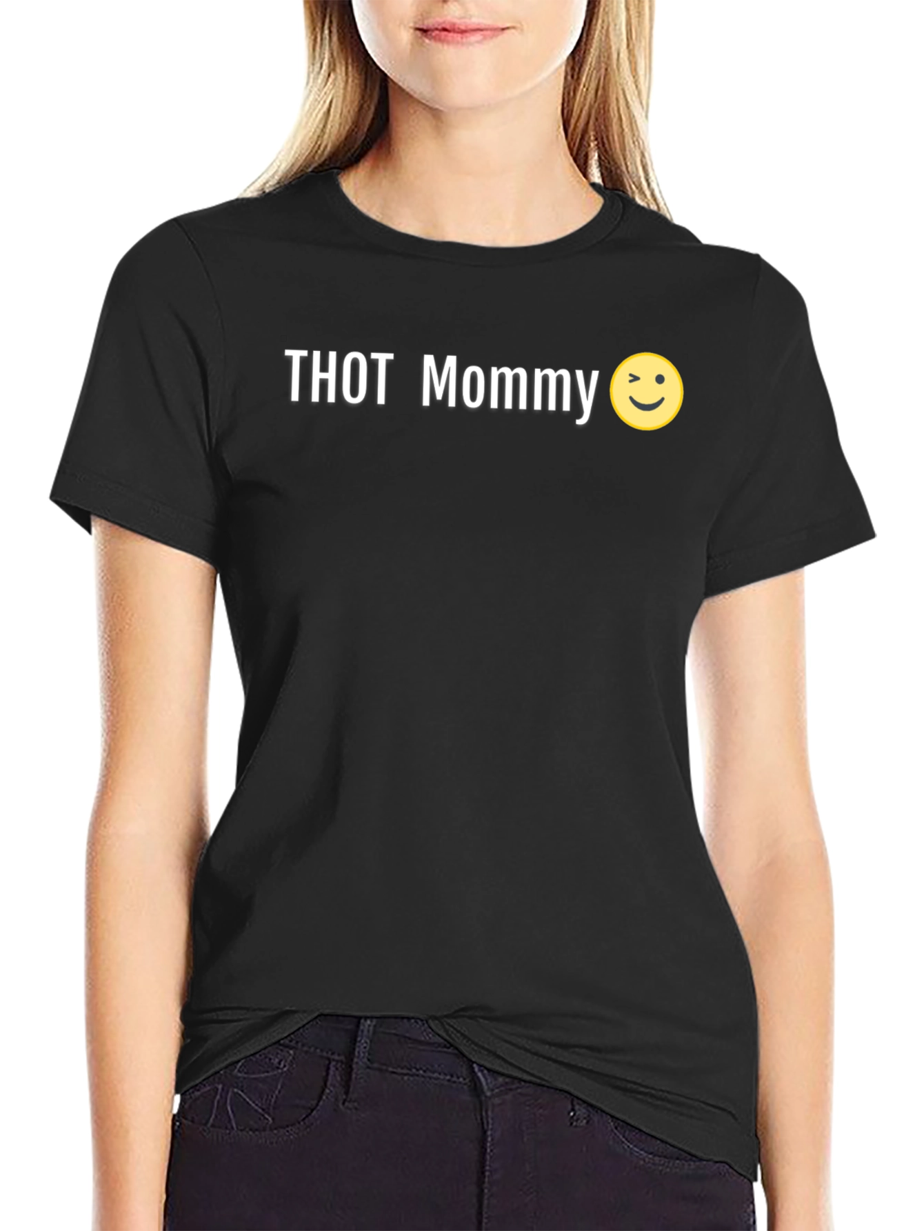 THOT Mommy Graphic Print Mens Black T-Shirt
