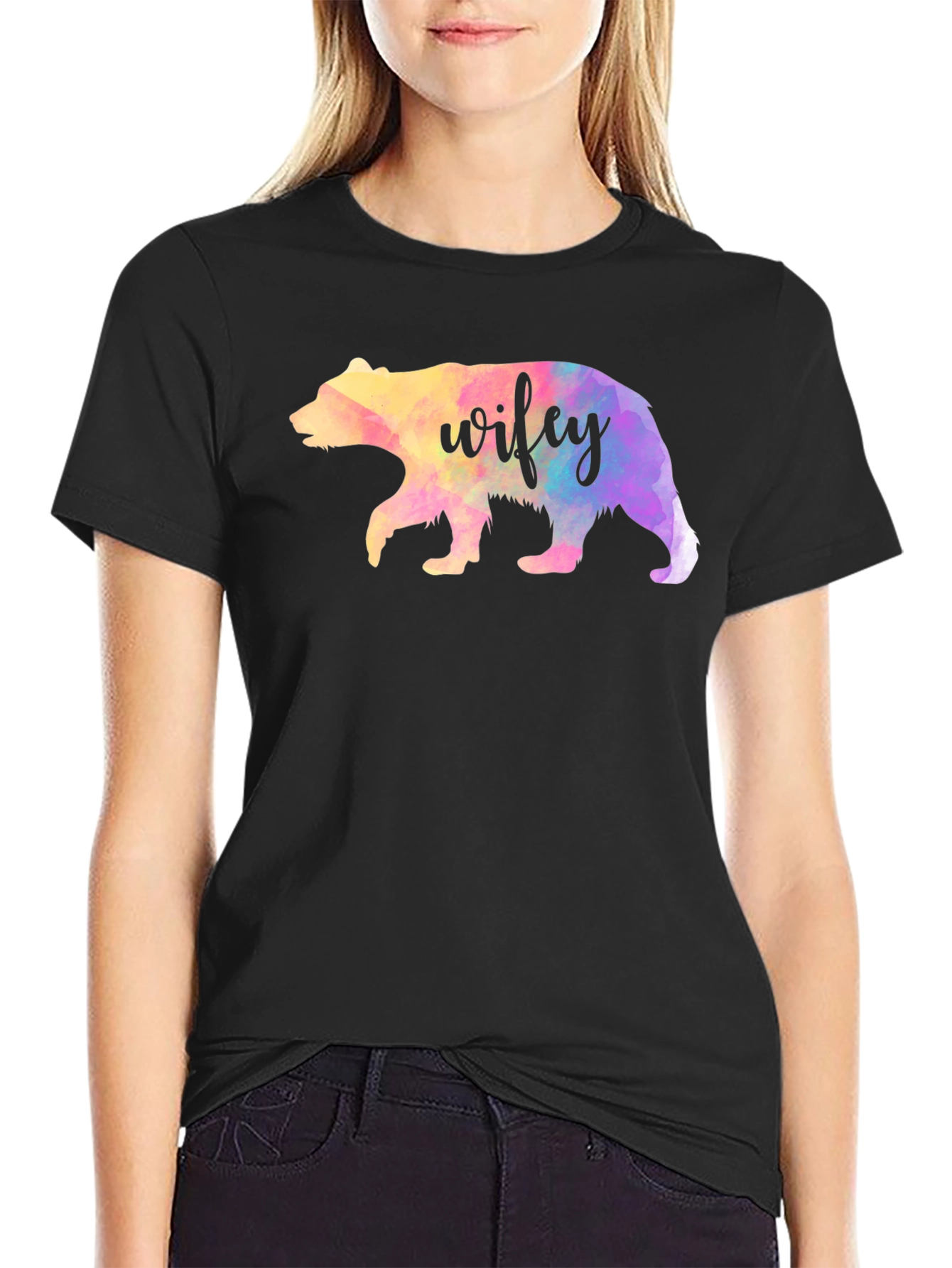 Wifey Bear Graphic Tee - Black