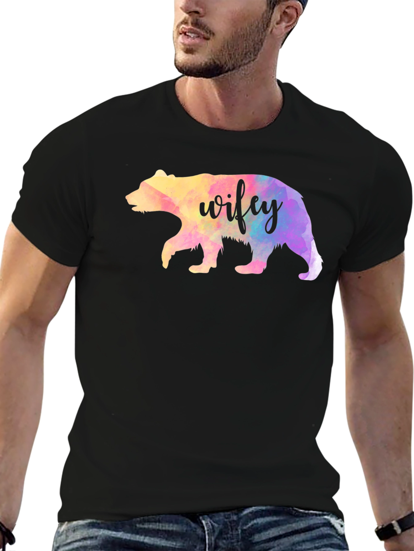 Wifey Bear Graphic Tee - Black