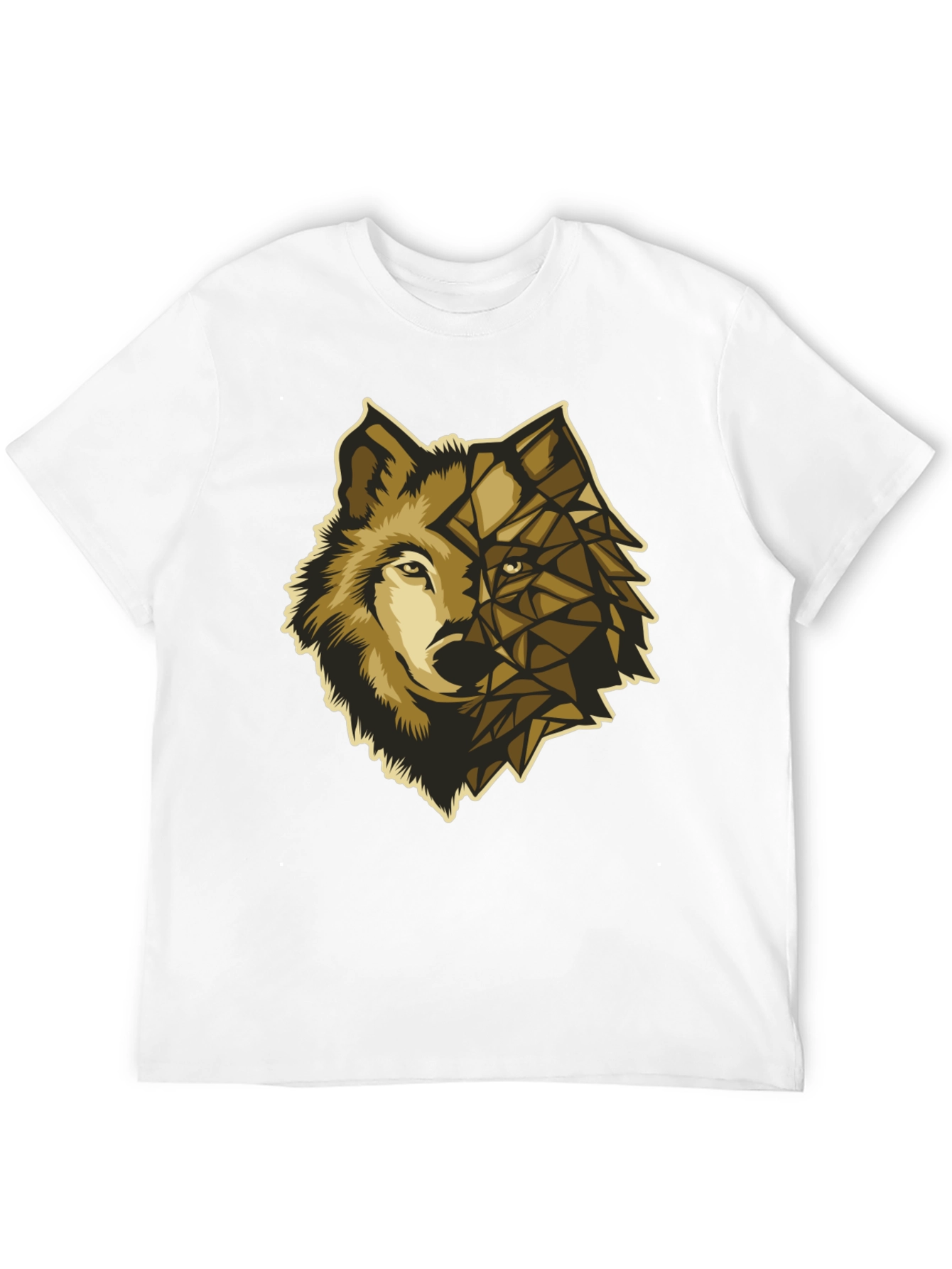 Geometric Wolf Graphic Tee - Premium Black Cotton