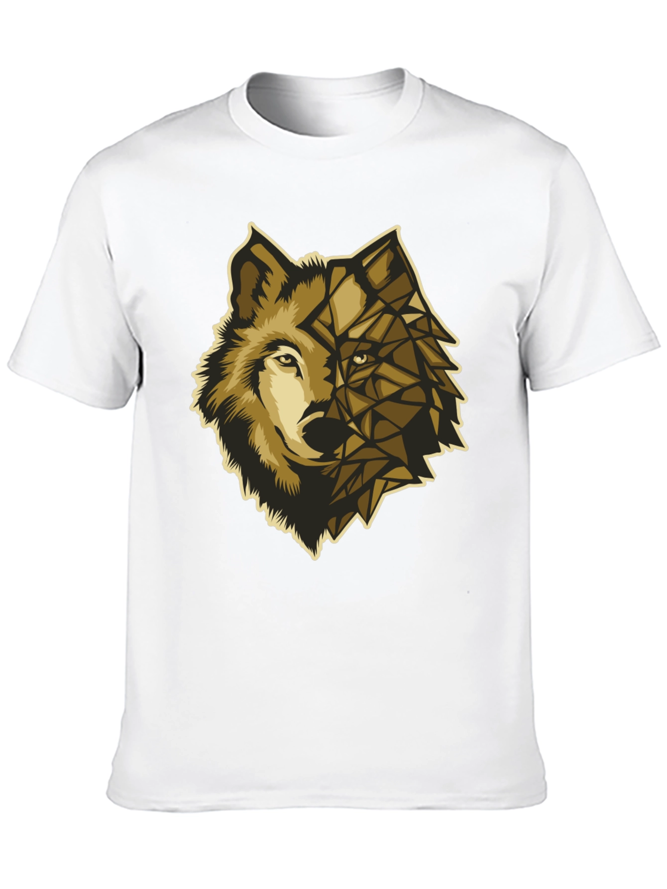 Geometric Wolf Graphic Tee - Premium Black Cotton