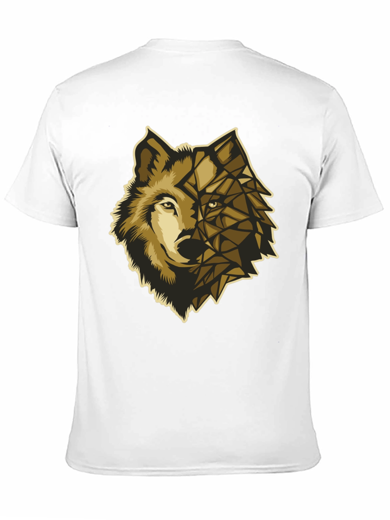 Geometric Wolf Graphic Tee - Premium Black Cotton