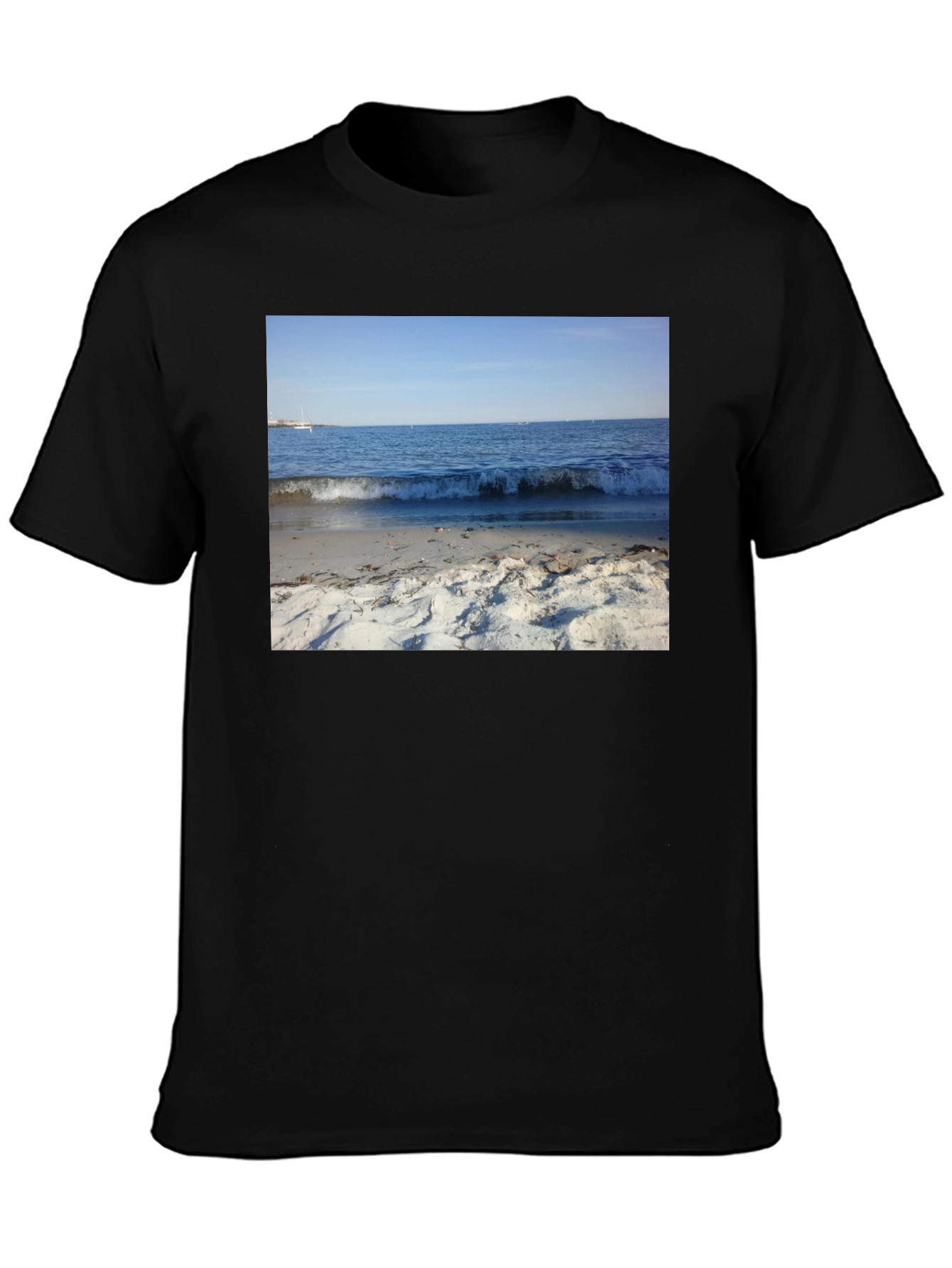 Beach Scene Graphic Black T-Shirt