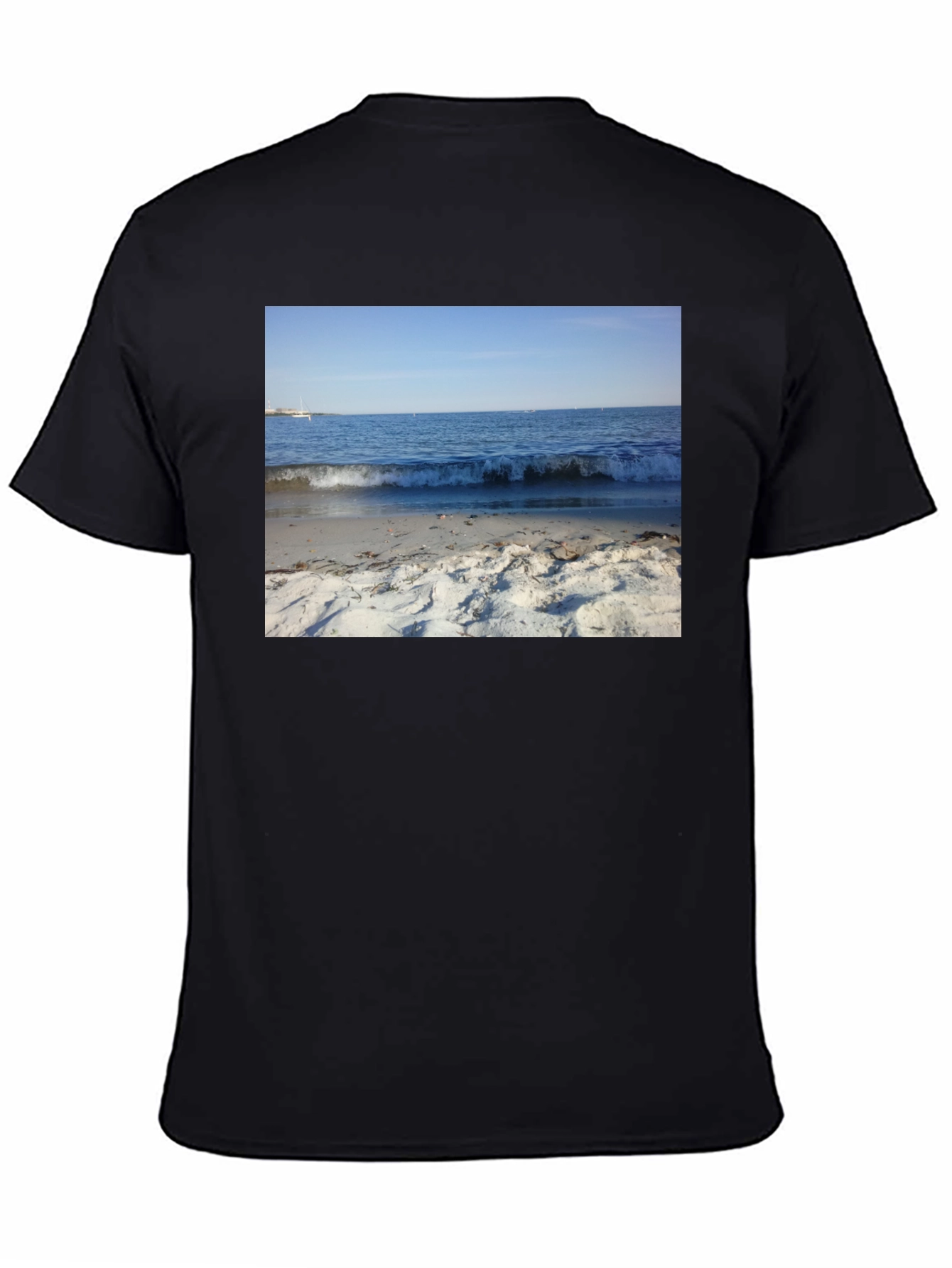 Beach Scene Graphic Black T-Shirt