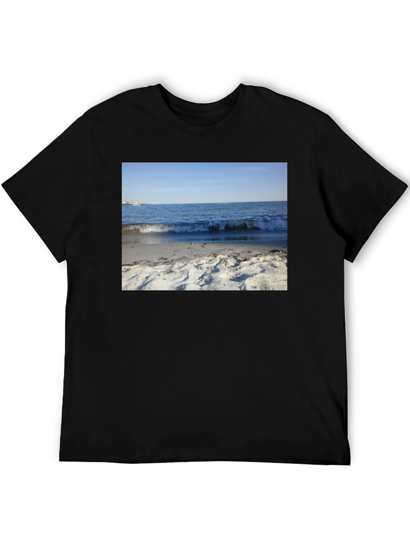 Beach Scene Graphic Black T-Shirt