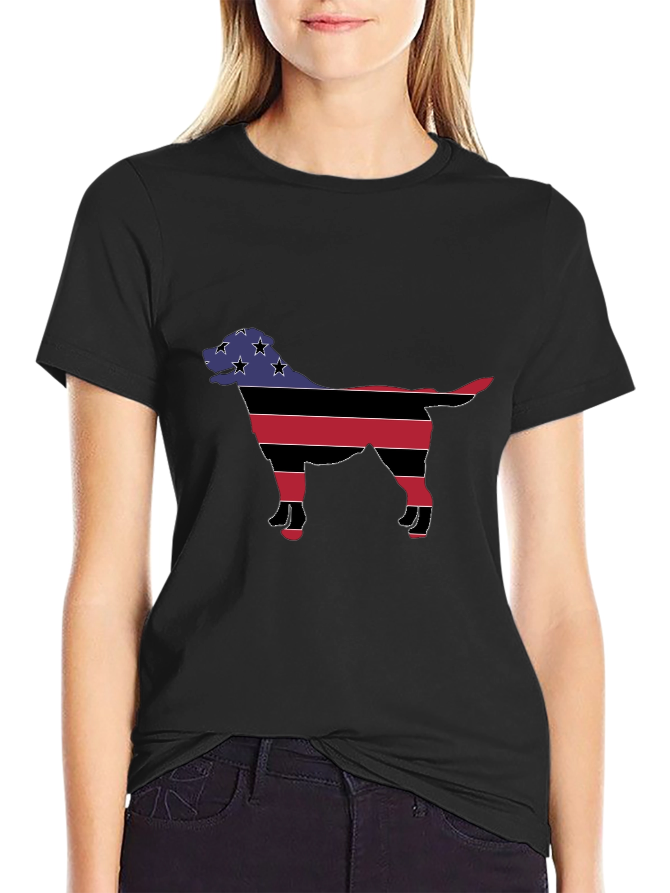 Patriotic Dog Silhouette Graphic Tee